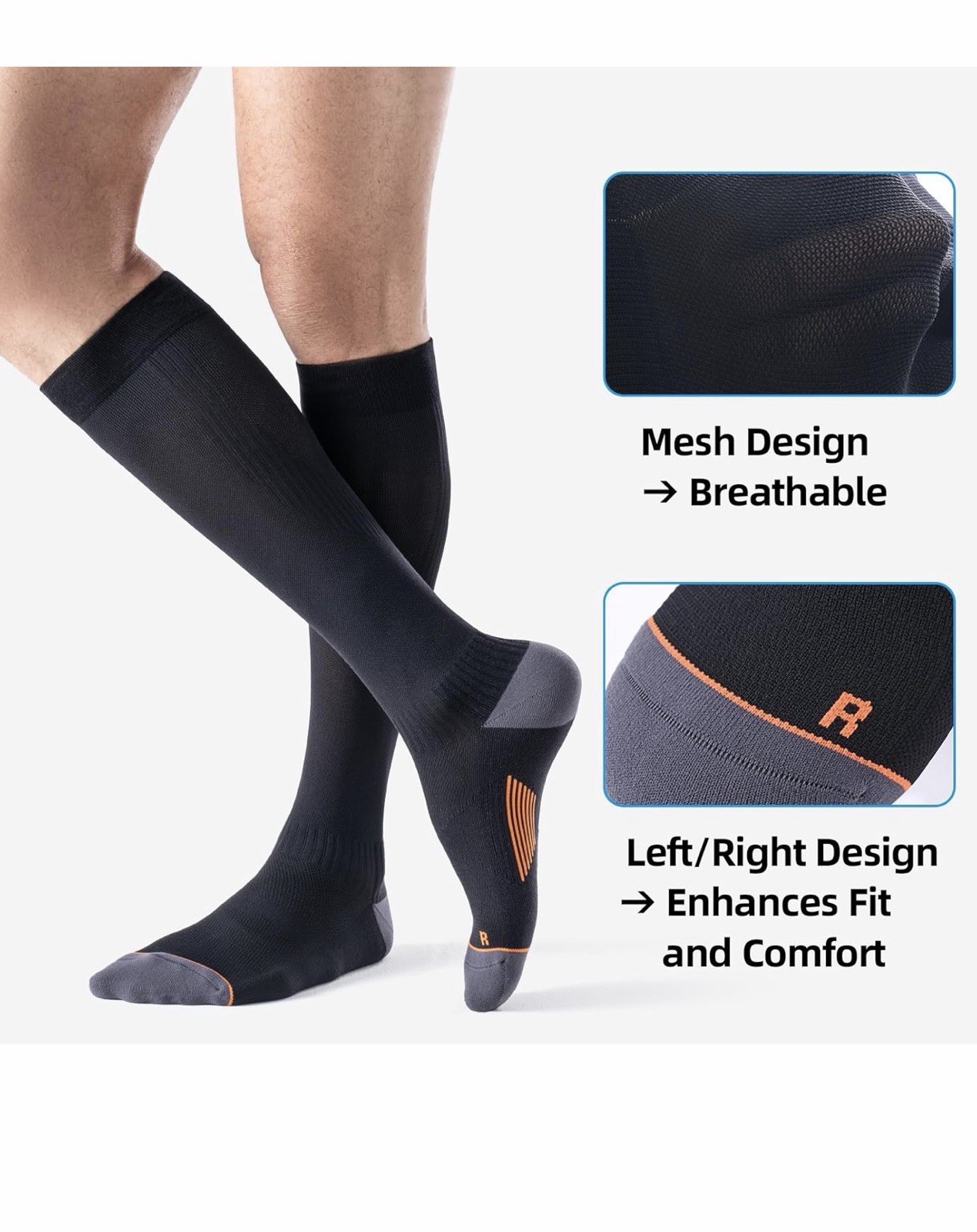 BBFREY 3 Pack Max Cushion Ankle Socks Coolmax & Lycra Large/XL Blk Grey White