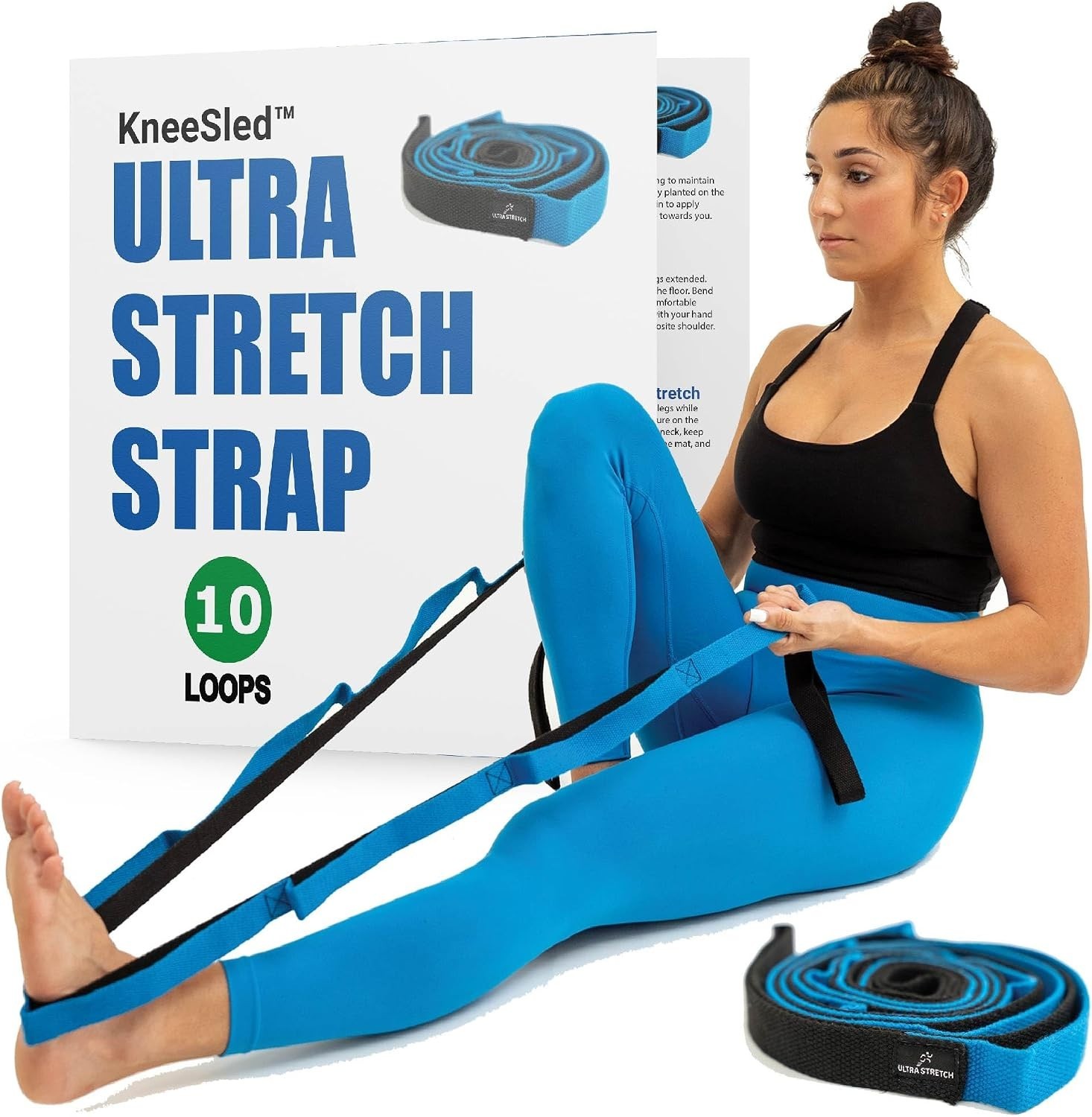 10-Loop Yoga & Pilates Strap – Ultra Stretch for Injury Recovery and Exercise
