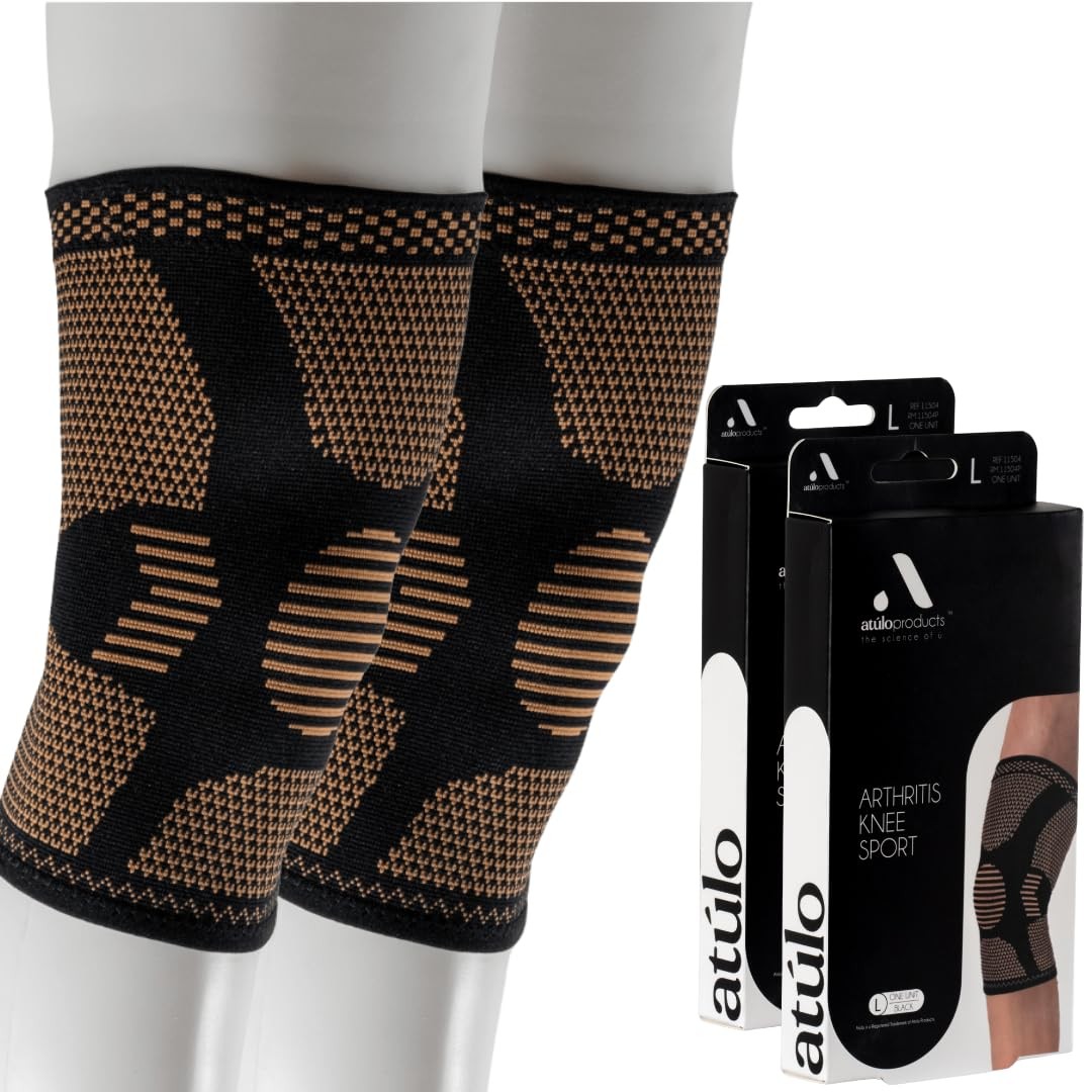 Atúlo Products Arthritis Knee Sport Compression Sleeve (2-pack) Large, Black