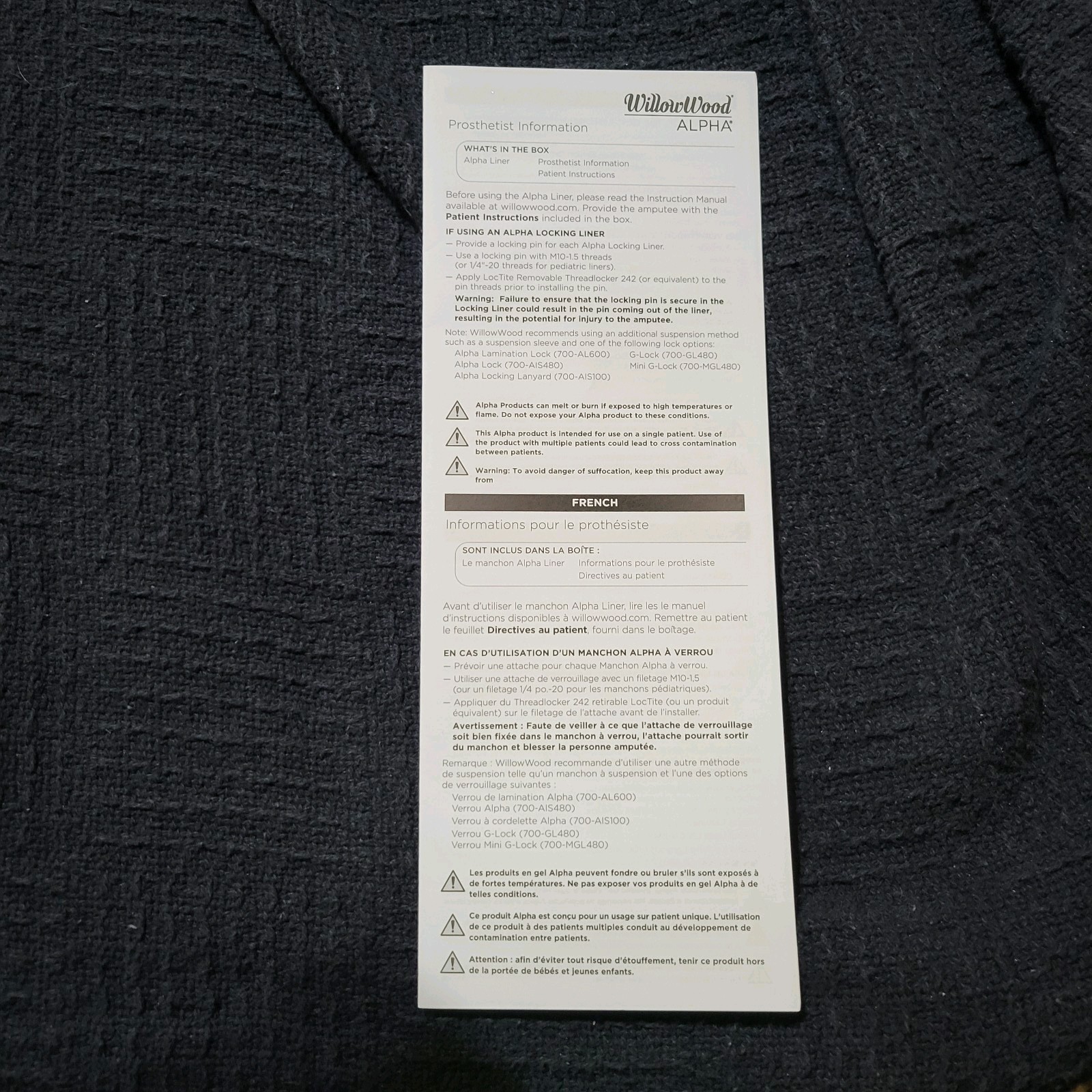 WillowWood ALPA SmartTemp Silicone Prosthetic Liner T350-6598-1 Size Large Plus