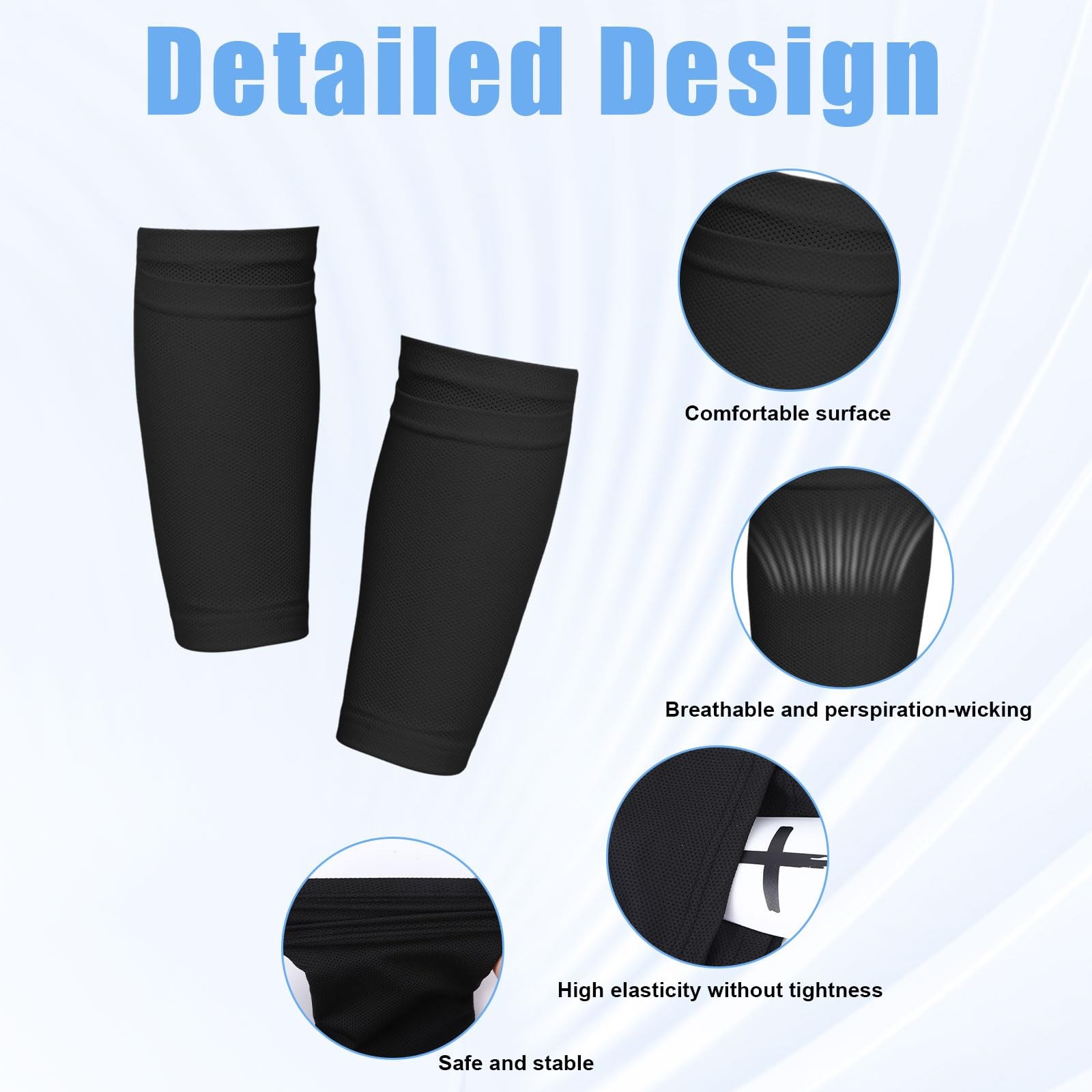 4Pack Double-Layer Soccer Shin Guard Sleeves with Pocket for Football Basketball