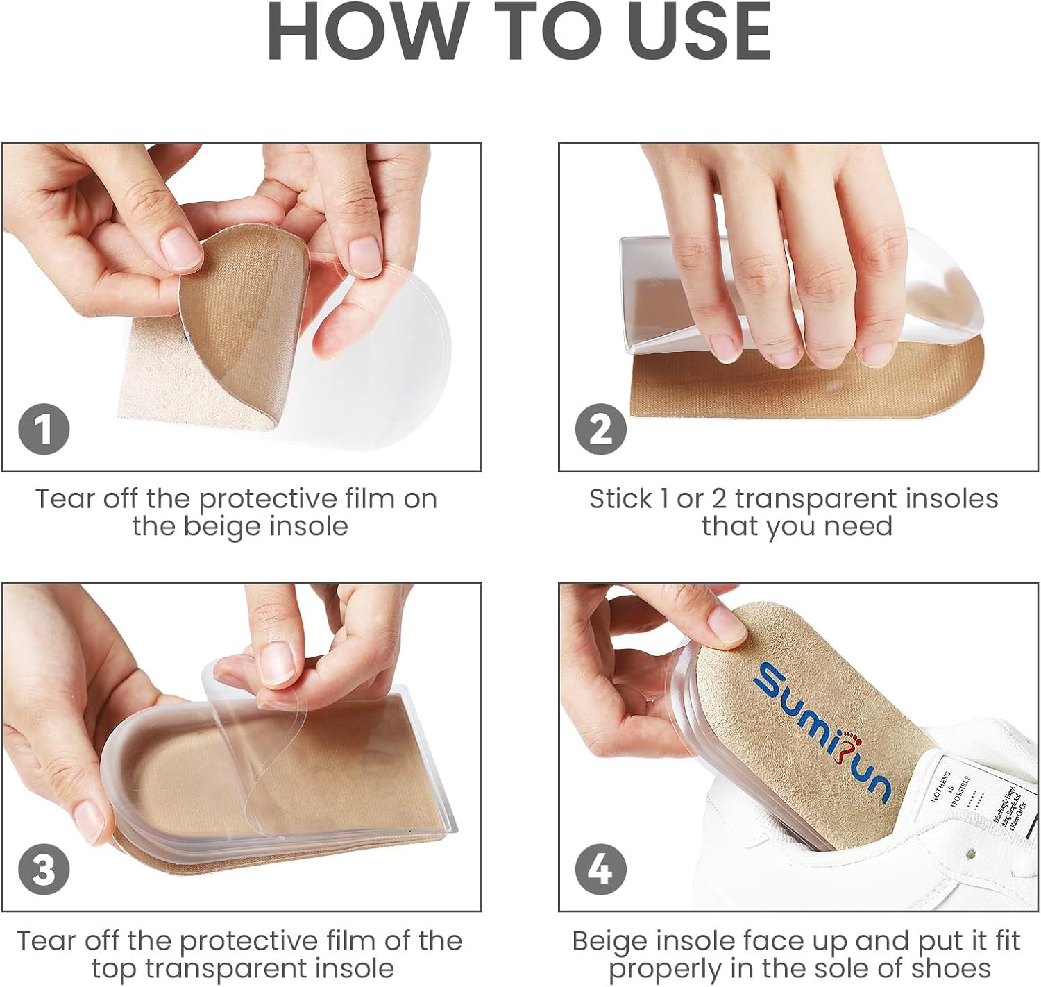 Heel Lift, 3-Layer Gel Shoe Lifts for Women Uneven Legs, Adjustable Orthopedic H