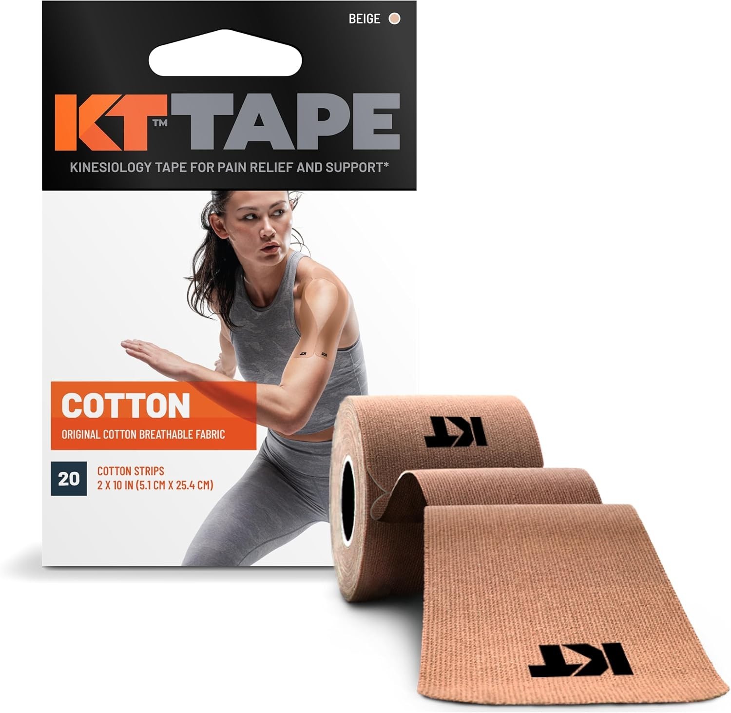 Beige Elastic Athletic Kinesiology Tape – 20 Precut Strips for Enhanced Mobility