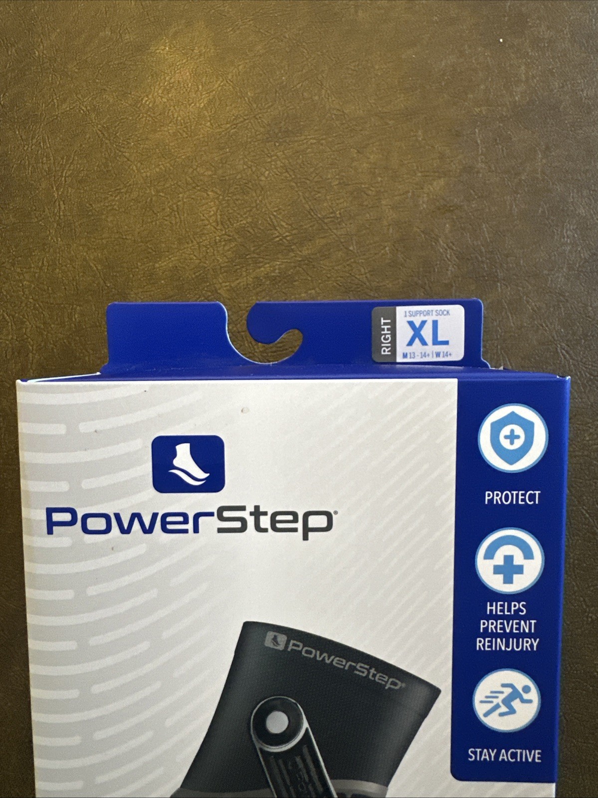 PowerStep Dynamic Ankle Support Sock Right Foot SXL Support Brace Protect Right