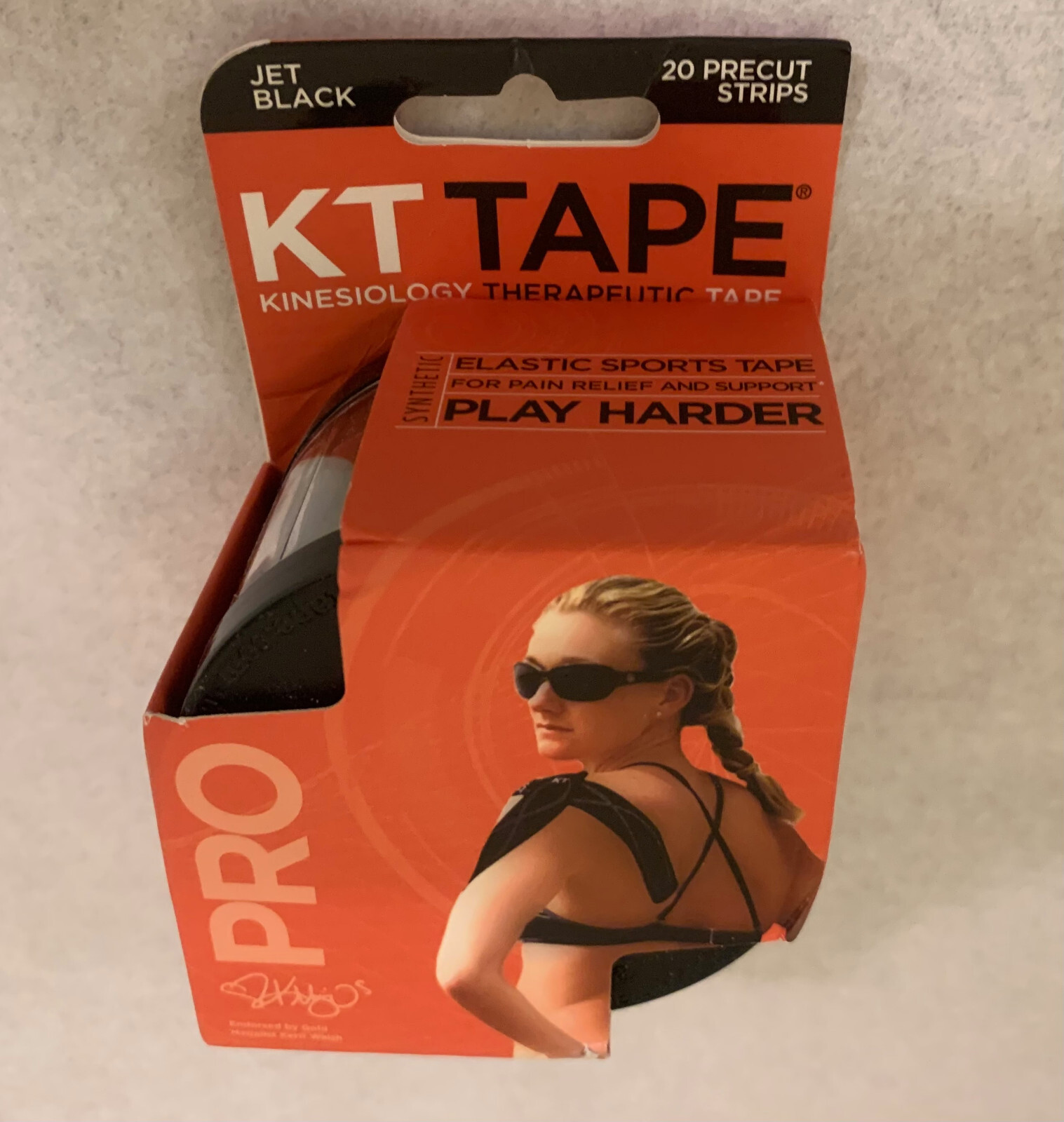 KT Tape Pro Kinesiology Therapeutic Tape Precut Strips Jet Black 20 Strips