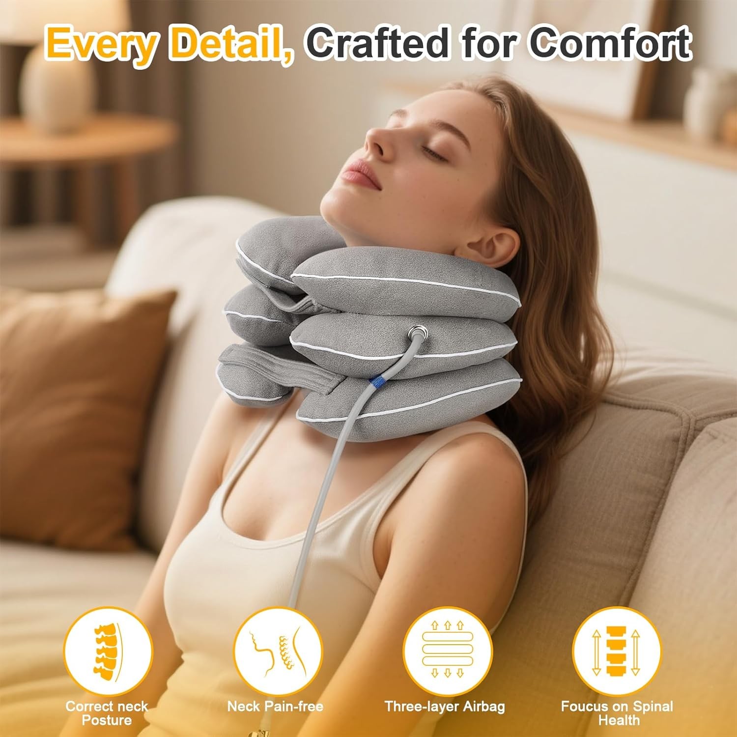 Cervical Neck Traction Device for Instant Neck Pain Relief Inflatable for Home