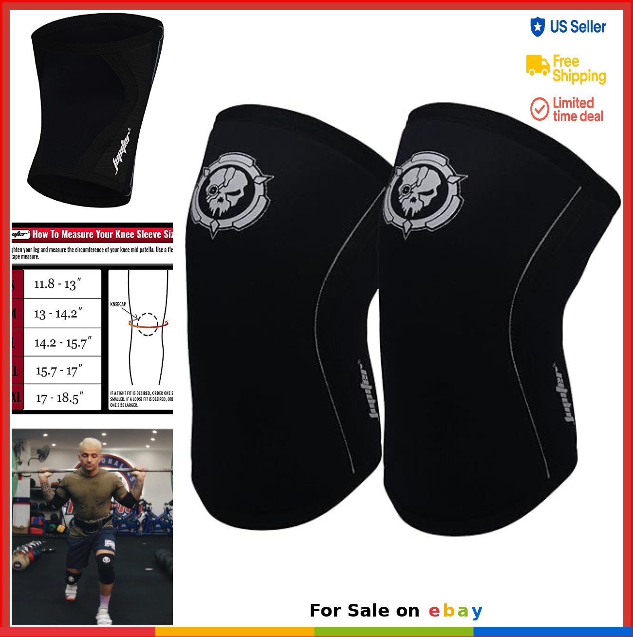 Knee Sleeves 7mm Compression Knee Braces for Squats Weightlifting Powerlifting