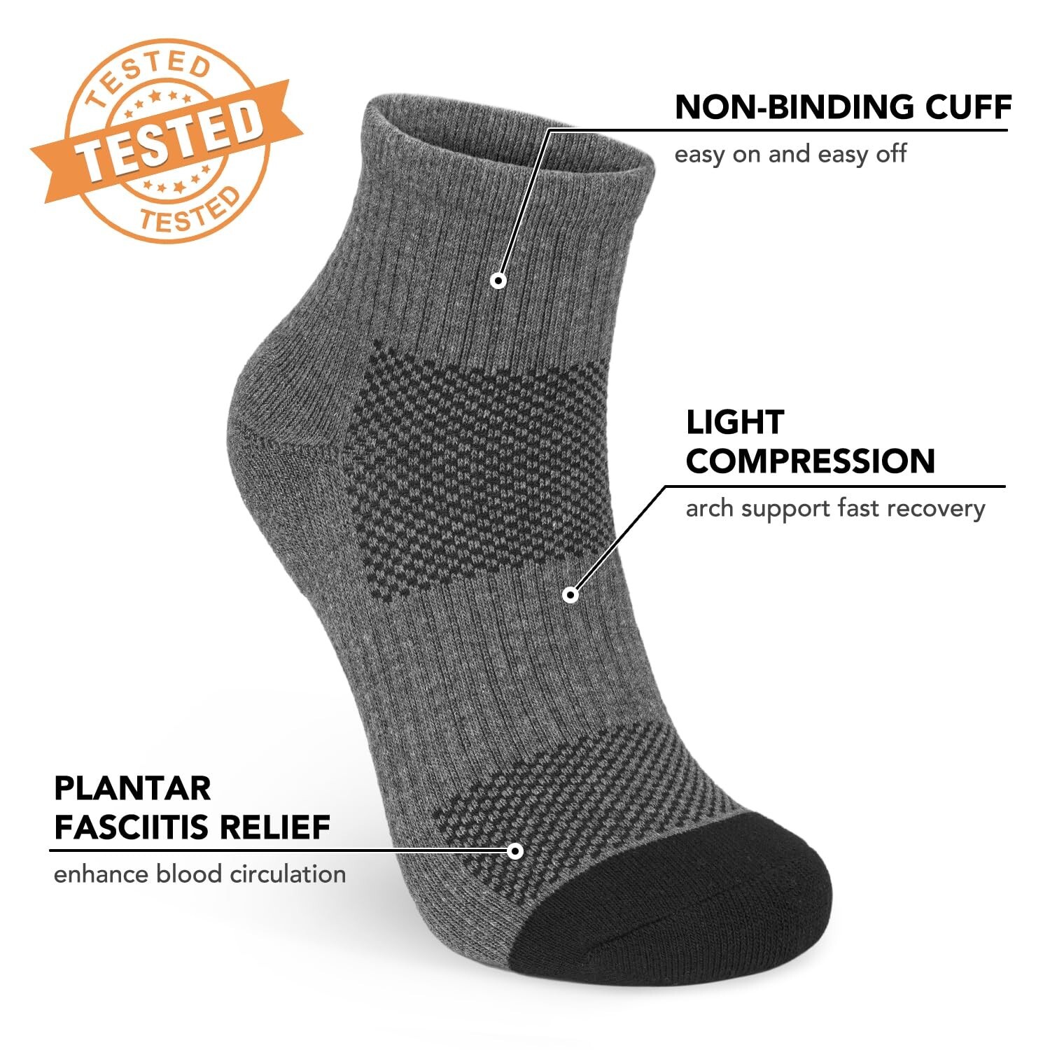 5 Pairs Copper Compression Socks for Women & Men – Ankle Plantar Fasciitis Ar…