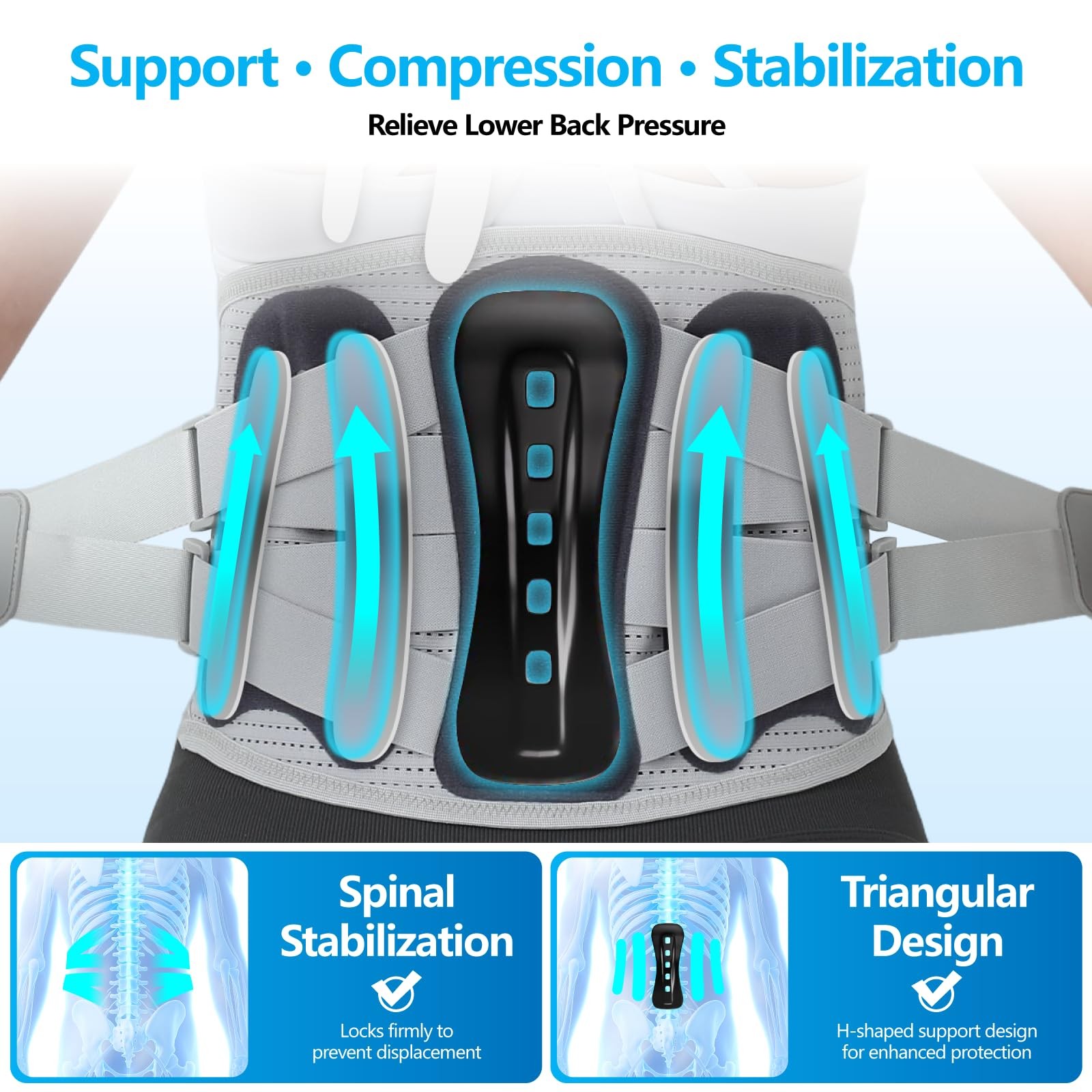 Soporte Lumbar BLACKYEW Tejido 3D Para Levantamiento Y Buena Postura