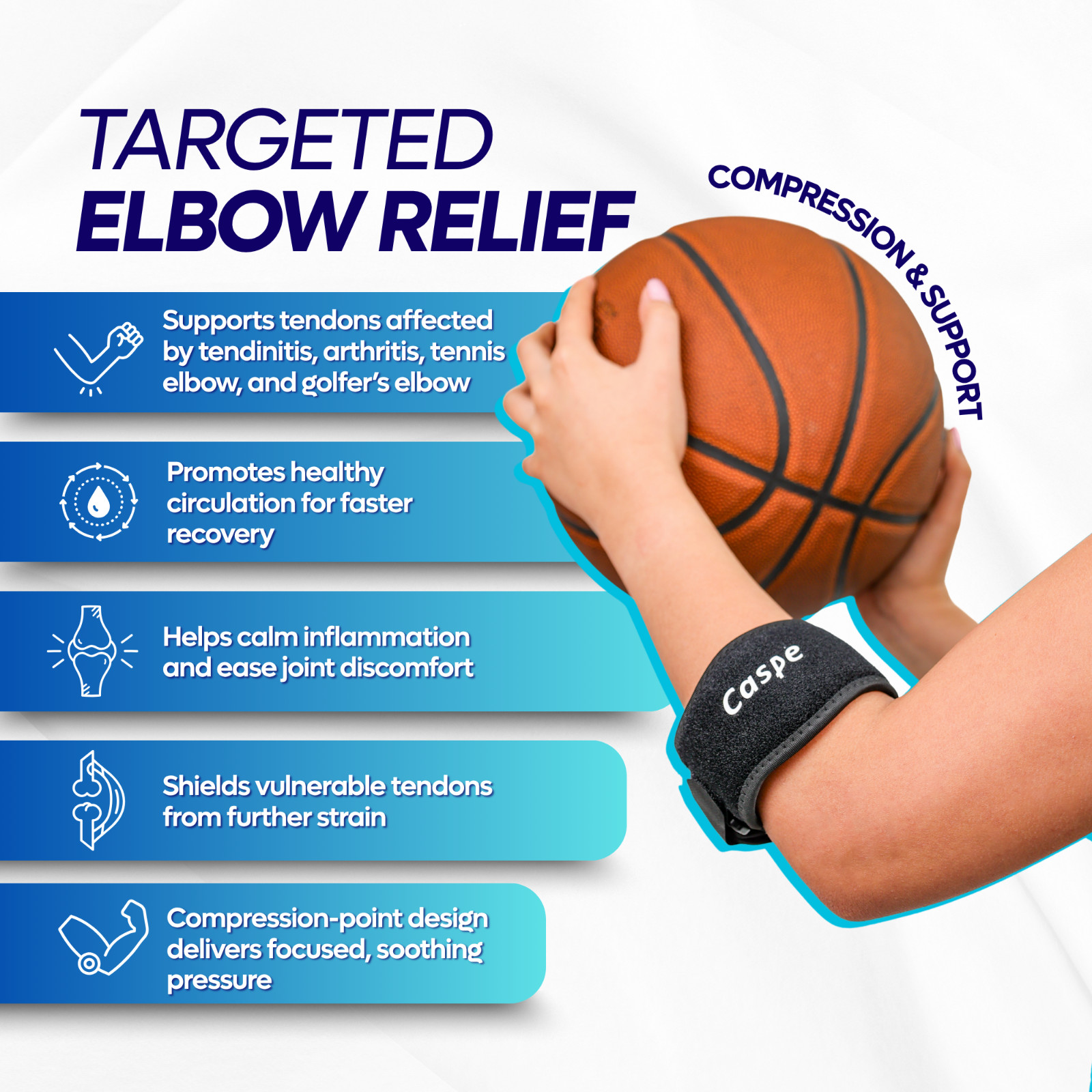 Tennis Elbow Brace Support Arthritis Tendonitis Golfer Arm Joint Pain Band Strap