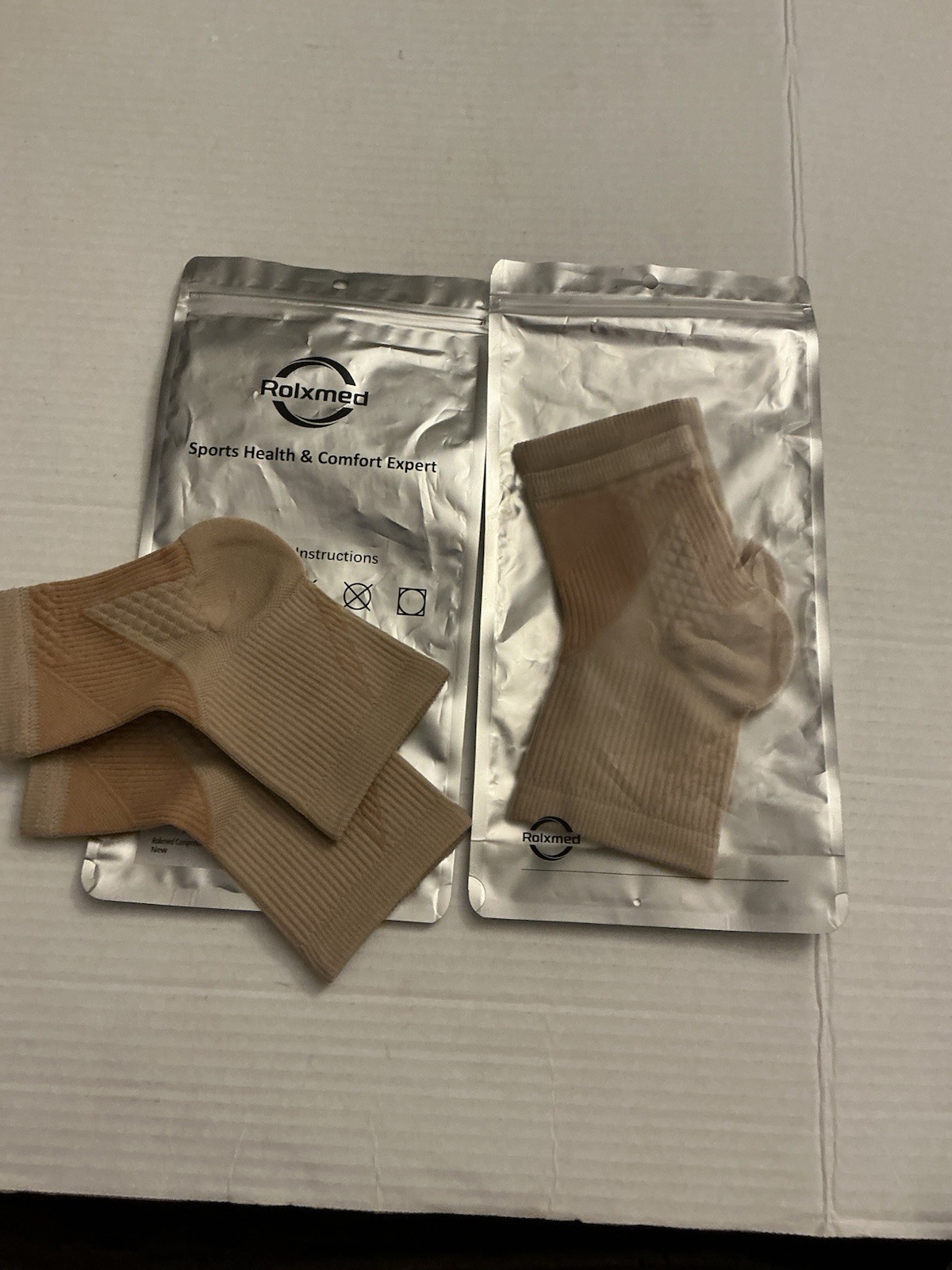 ROLXMED Women Beige Brace Support Elastic Compression Sleeve S. Small – 2 PACKS