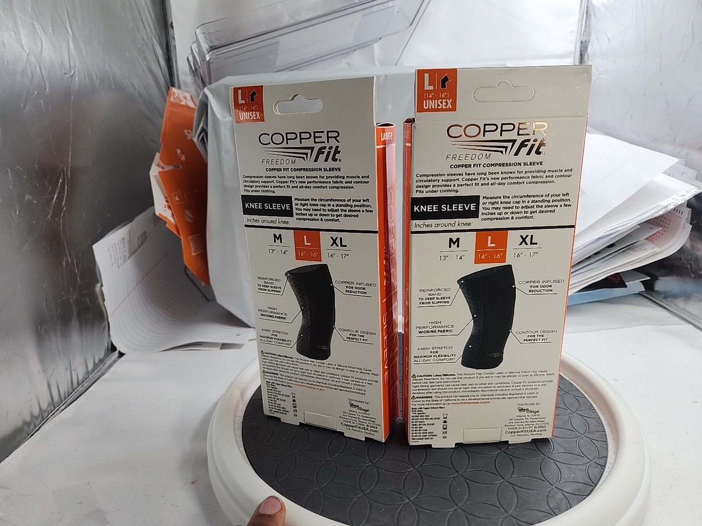Copper Fit Freedom (Size L) Copper Infused Compression Knee Sleeve New 2 Pack