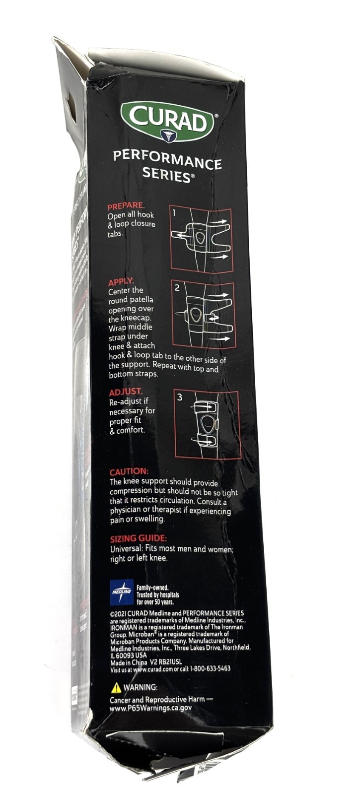 CURAD Performance Series IRONMAN Knee Support Universal Size Sprains Tendonitis
