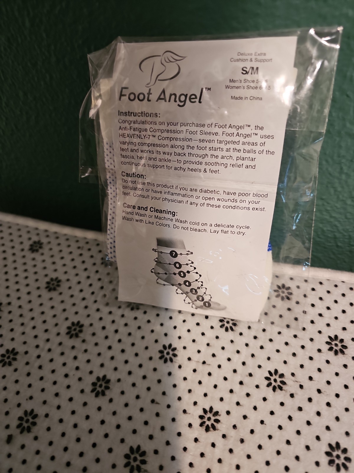Foot Angel Anti-Fatigue Compression Foot Sleeve Size S/M Unisex Heals & Feet