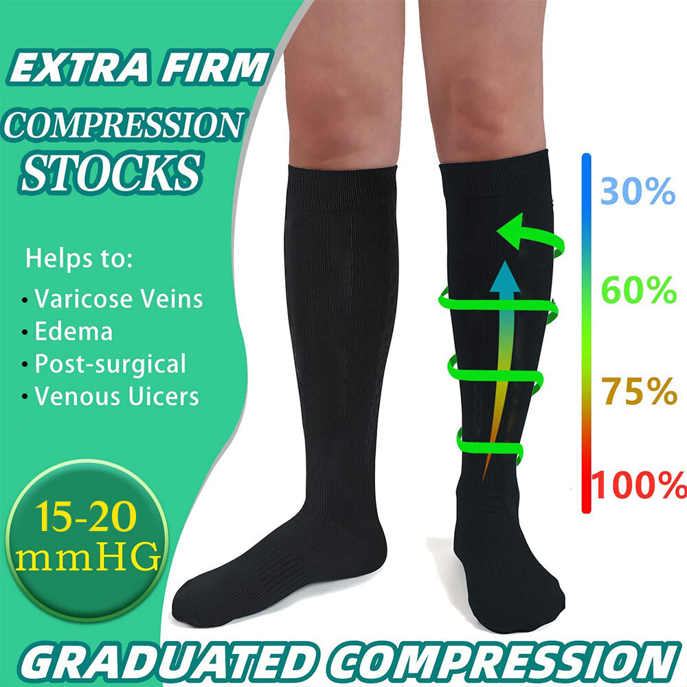 3x Exercise Compression Socks 20-30 mmgh High Support Graduated Sport Stockings