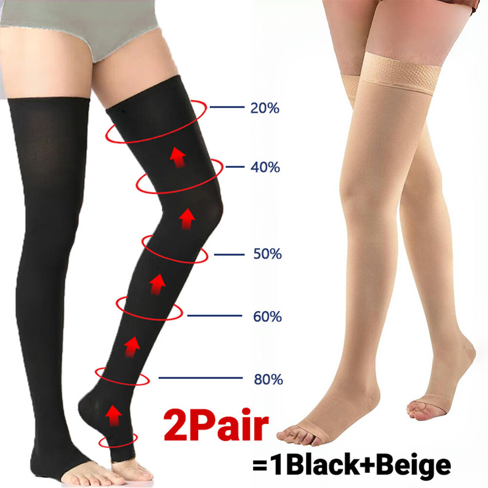 Open Toe Thigh Compression Socks for Swelling Relief & Leg Fatigue Versatile