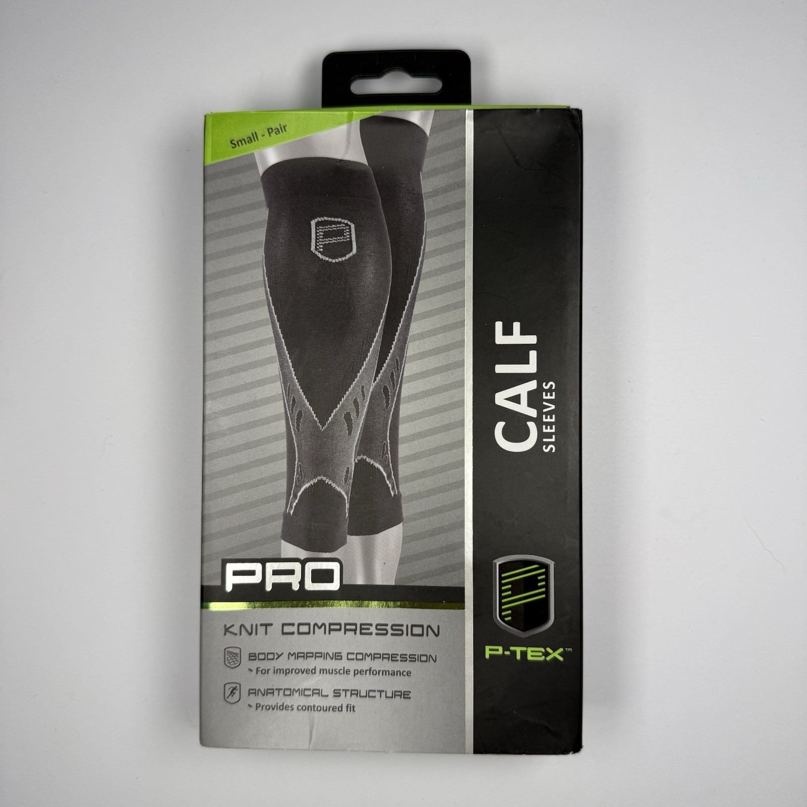 P-Tex Calf Sleeves Pro Knit Compression Black Pair Size S – M – XL New In Box