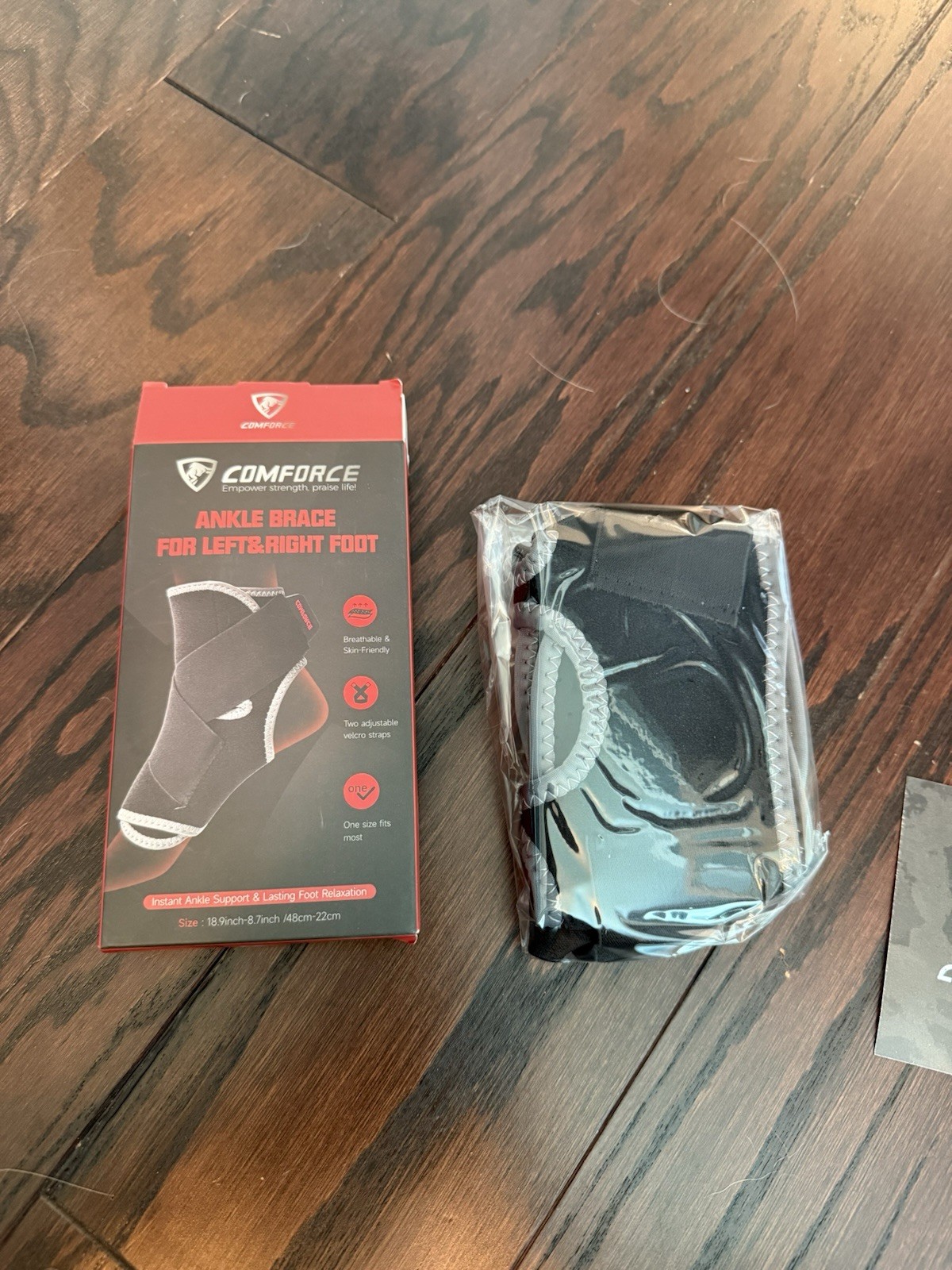 Comforce Ankle Brace Support One Size Adjustable for Left/Right Foot Black/Gray
