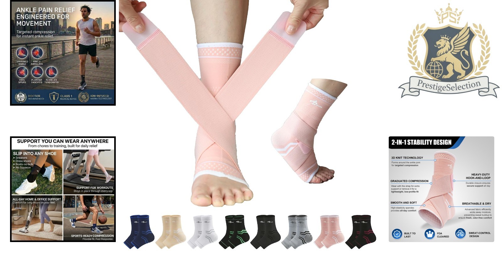 Breathable Pink Ankle Brace Set – Ideal Compression for Plantar Fasciitis Relief