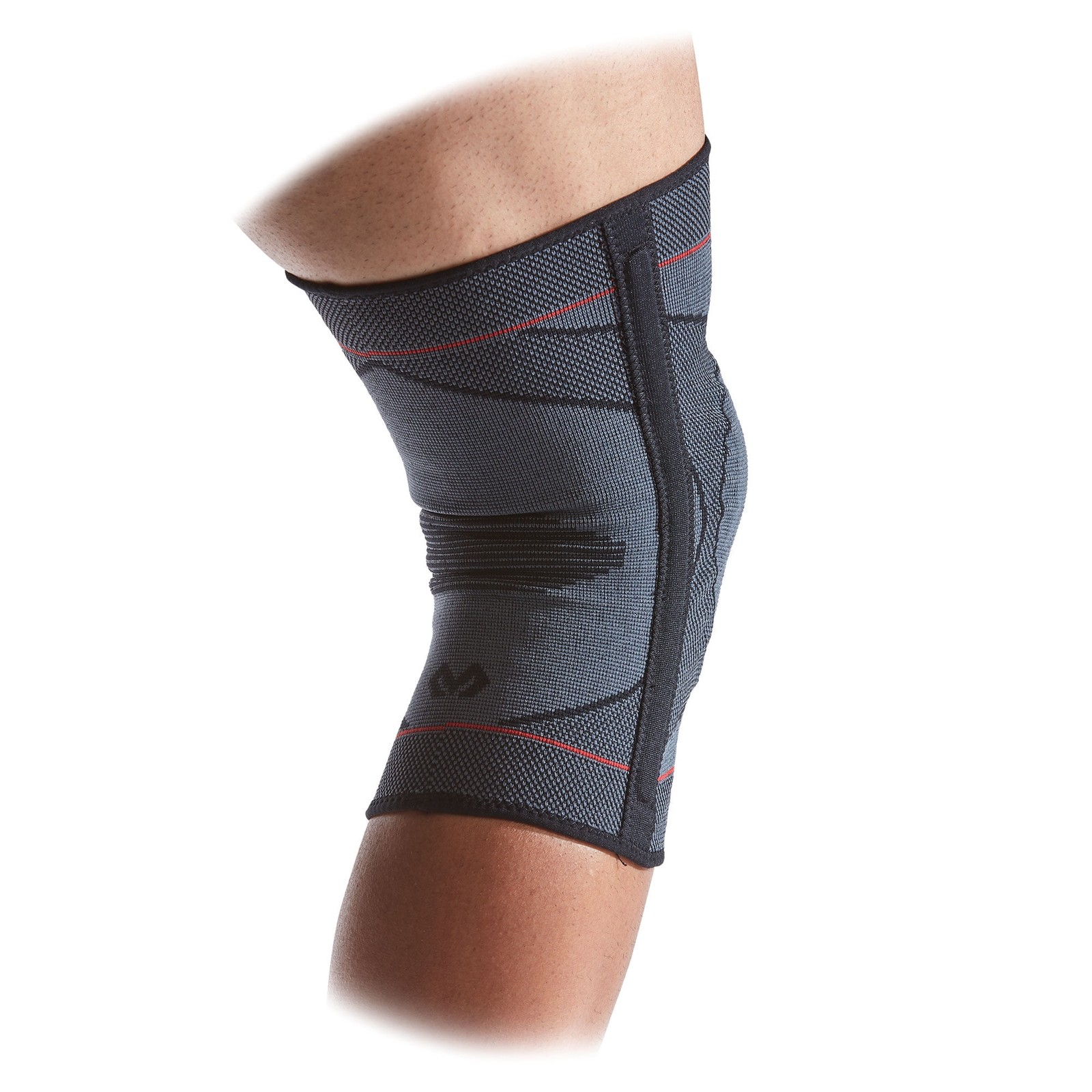 GRAY/BLACK/RED – MCDAVID KNEE COMPRESSION KNIT SLEEVE GEL BUTTRESS SMALL/MEDIUM