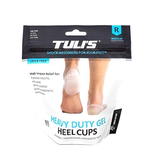 Tuli’s Heavy Duty Gel Heel Cups for Plantar Fasciitis Pain Relief and Comfort