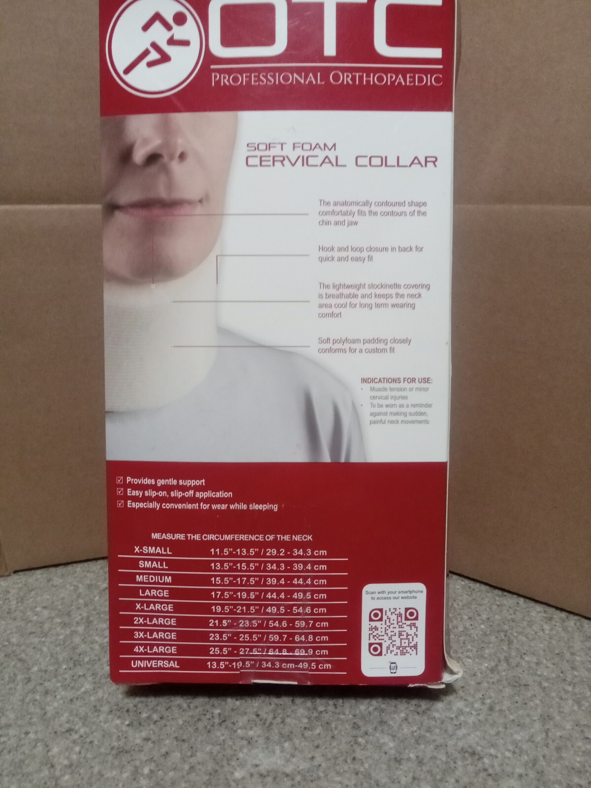 OTC Professional Orthopaedic Cervical Collar Soft Foam, Medium Support