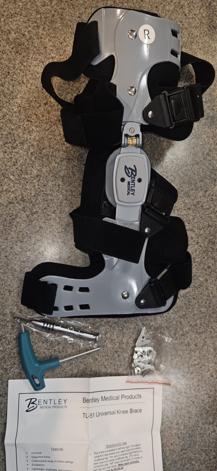 Bentley Knee Brace TL-51 Universal Right Knee Grey