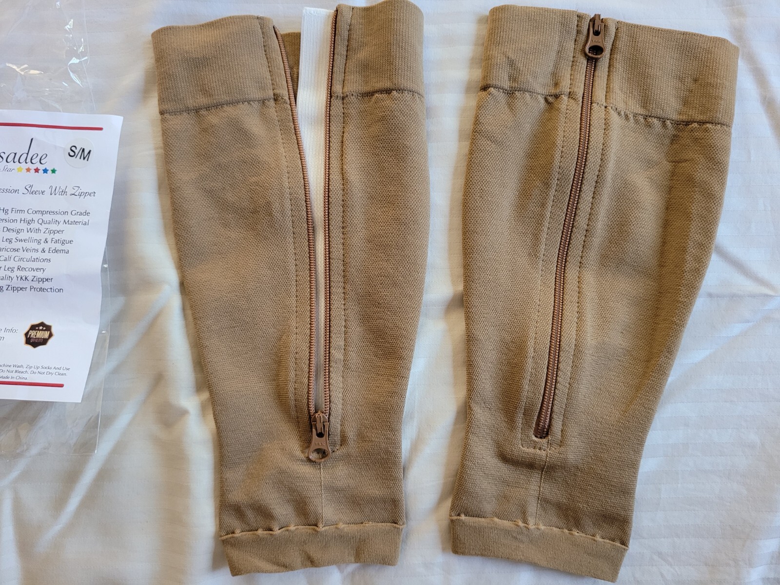 Presadee Compression Zipper Footless Large Calf Original New Pkg S-M Beige