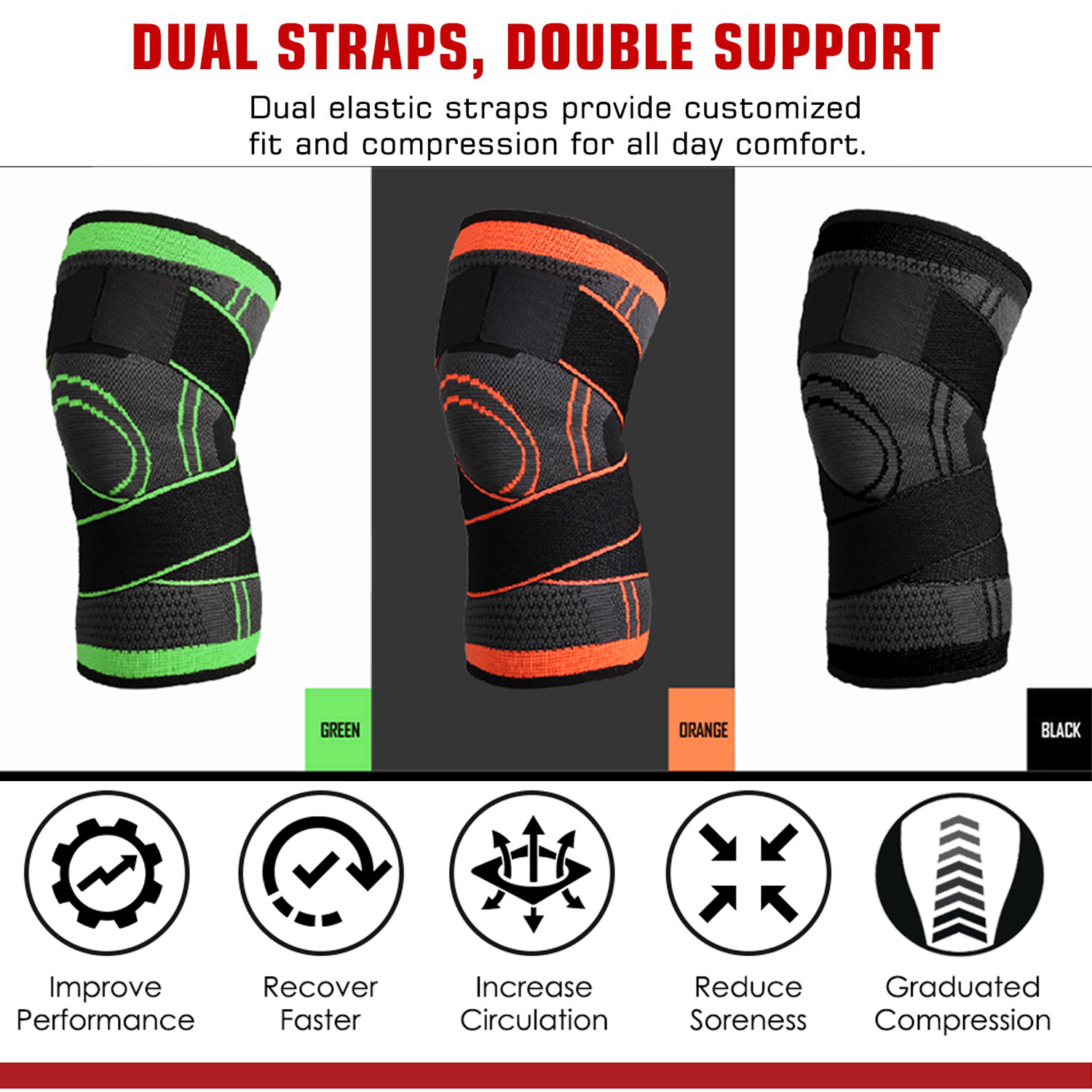 Athletics Knee Support Compression Sleeve Running Sports Brace Joint Pain Relief