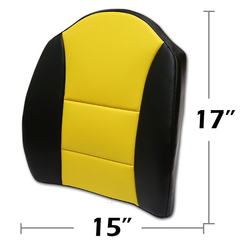 IGGEE 15″X17″ S.LEATHER LUMBAR SUPPORT BACK CUSHION ALL PURPOSE BLACK/YELLOW