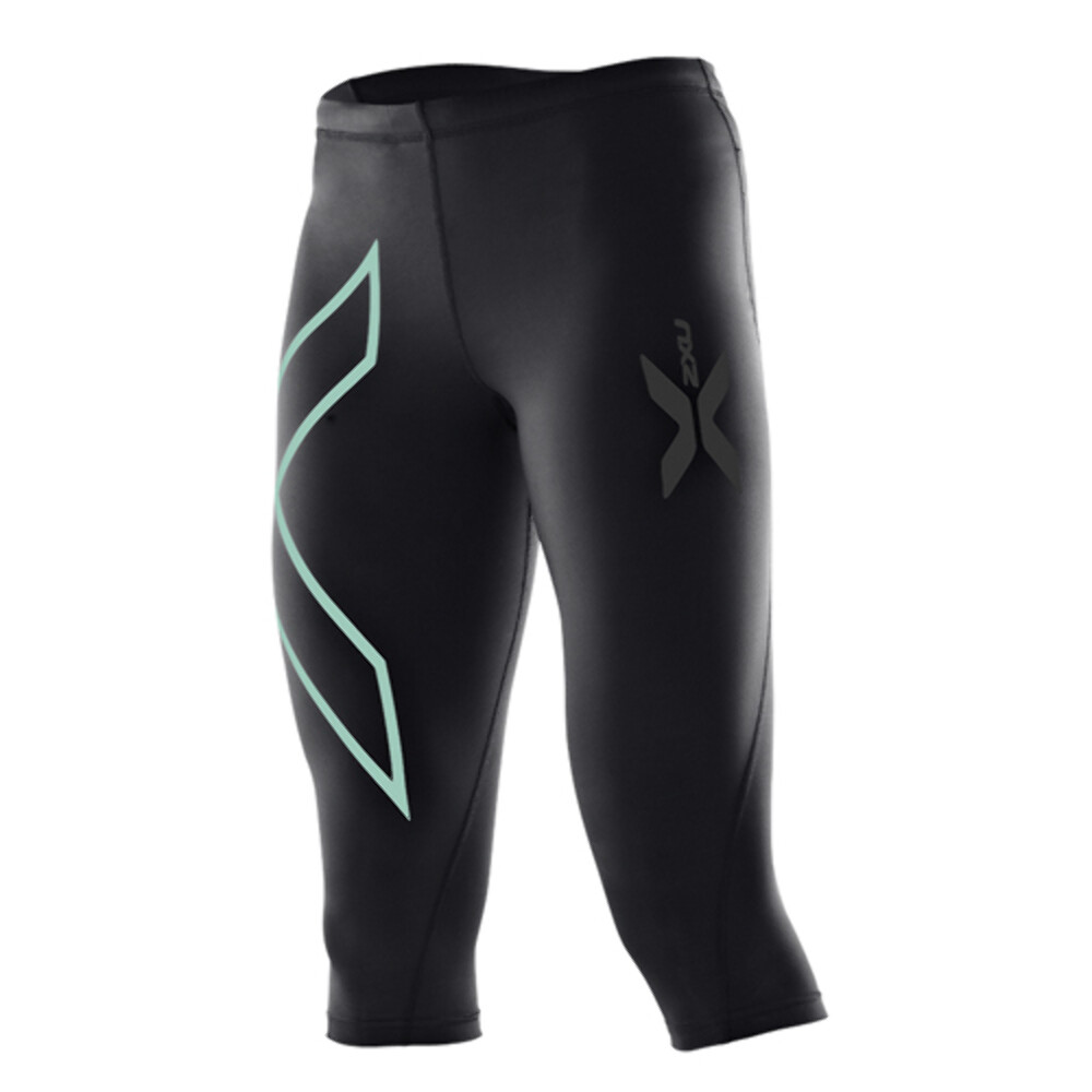 GREAT SAVINGS || 2XU Womens 3/4 Compression Tights – Black/Ice Green