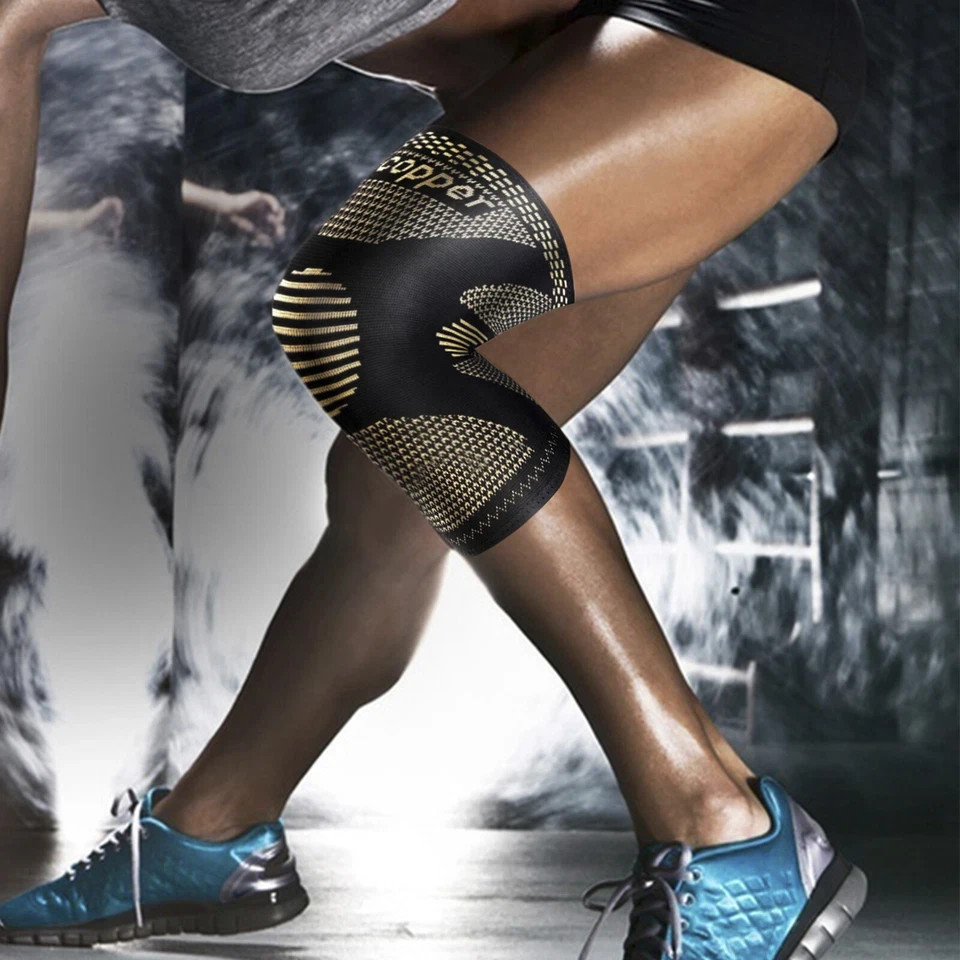 2x Knee Sleeves Copper Compression Brace Support Sport Joint Injury Pain