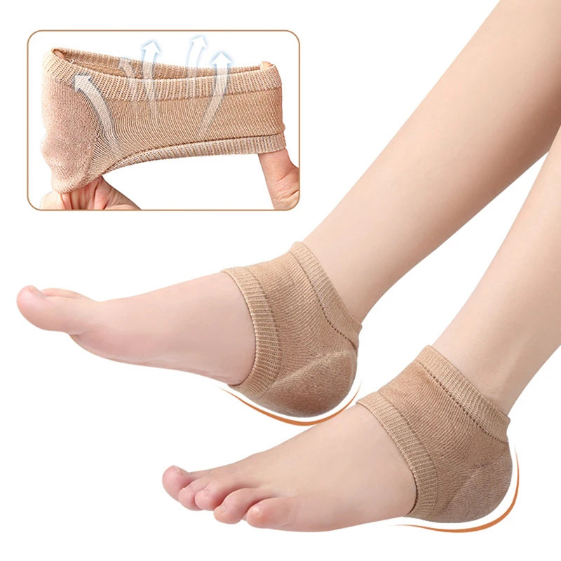 2pc=1pair Gel Silicone Heel Protector Sleeve Heel Cup Pad Plantar Fasciitis Supp