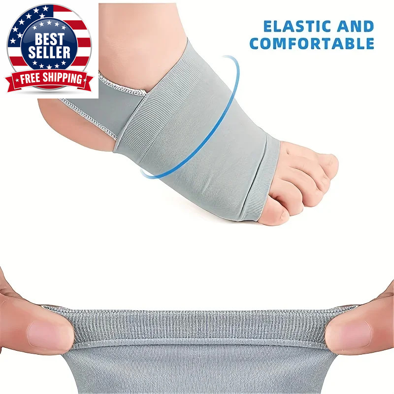 A Pair of Vegetative Arch Support Sleeves with Gel Pads – Compression Foot Stand