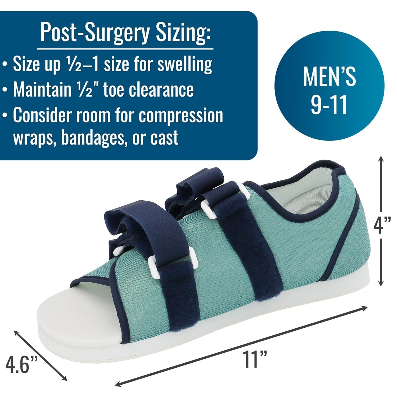 Post Op Shoe, Surgical Walking Shoe Universal Left or Right Foot Men’s 9-11