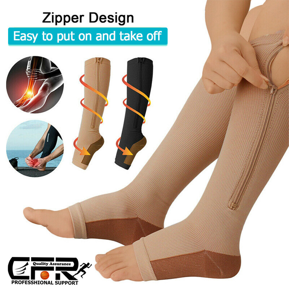 Zipper Compression Socks Stockings 20-30mmHg Sport Varicose Veins Arthritis Wrap