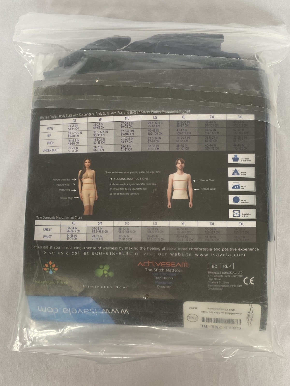 Isavela GR 13-2XL-BL Low Waist Abdominal Girdle Below Knee Length Black