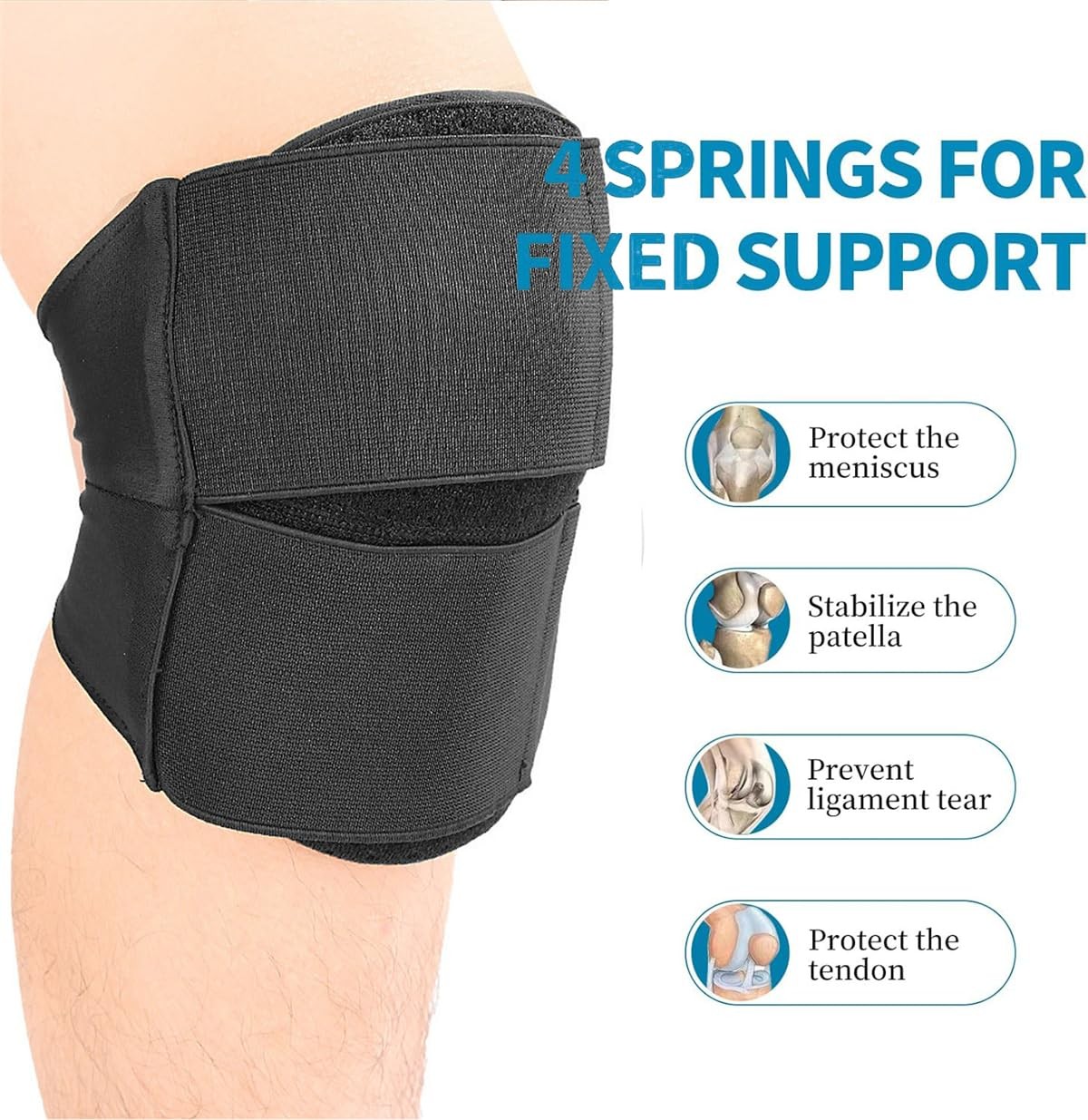 Knee Brace, Adjustable Sports Brace with 20 Built-in Magnets, Black