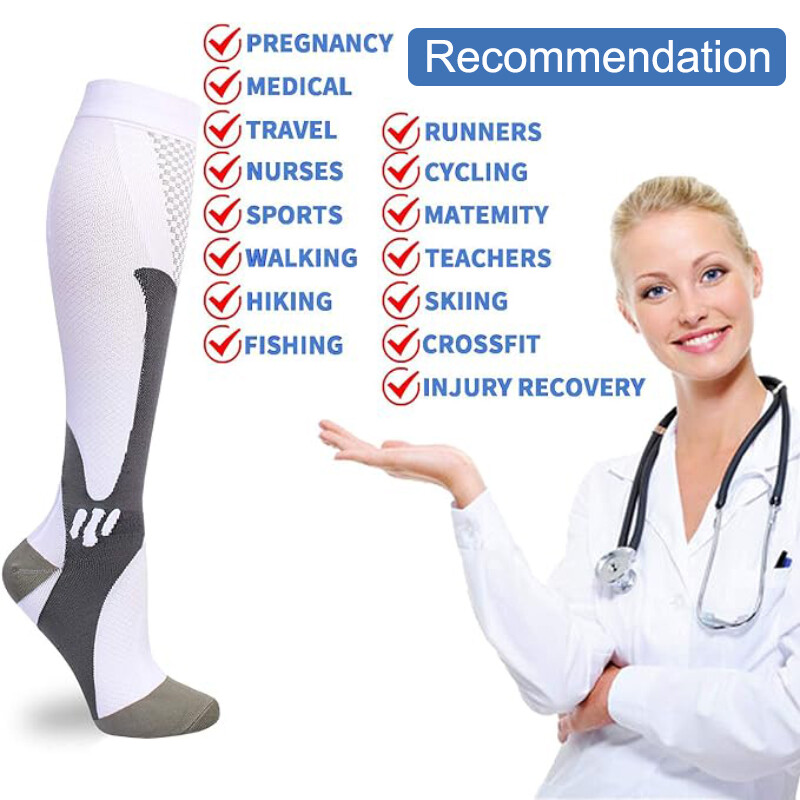 Women Mens Knee High Compression Socks 20-30mmHG Stockings Support Brace Sports