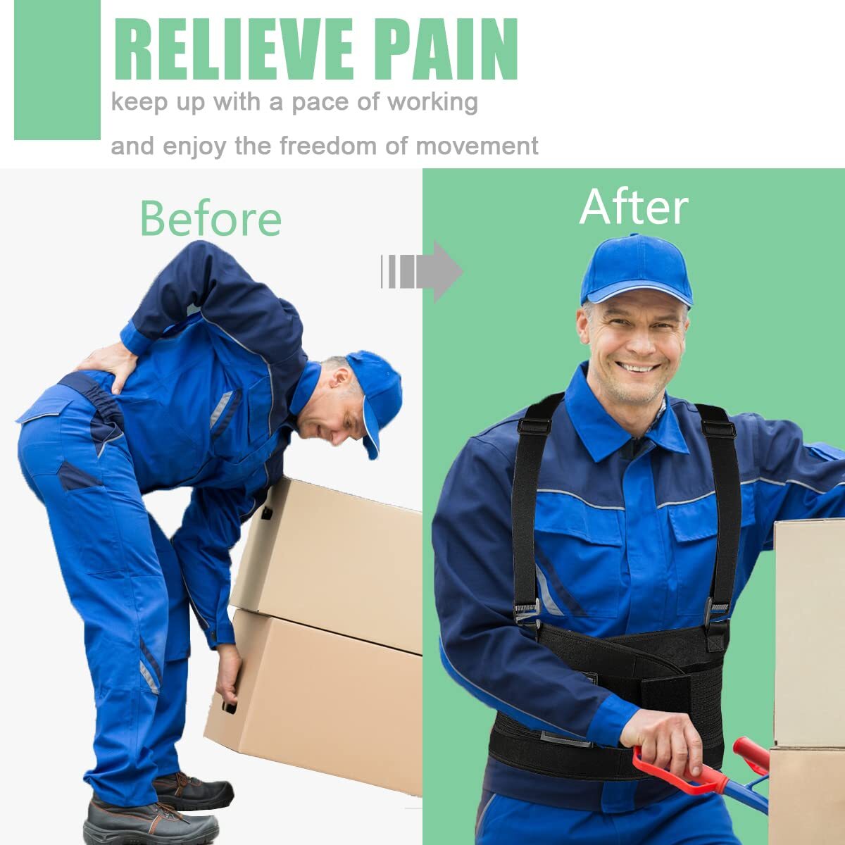 Work Back Brace – Support Belt for Lower Pain Relief, Heavy Medium