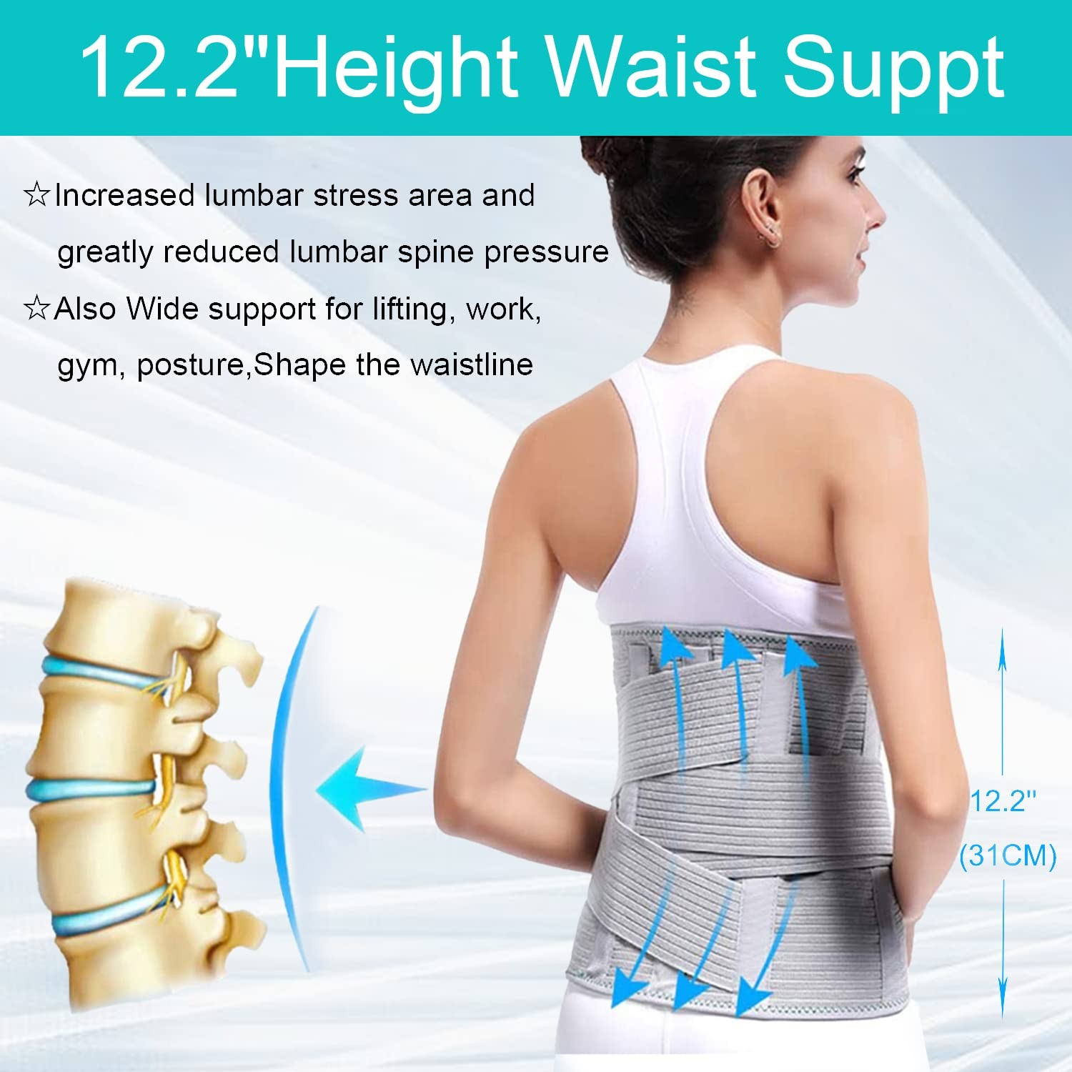 Back Support,Entire Back Brace ,Lumbar Support Belt for Women & Men, Adjustab…