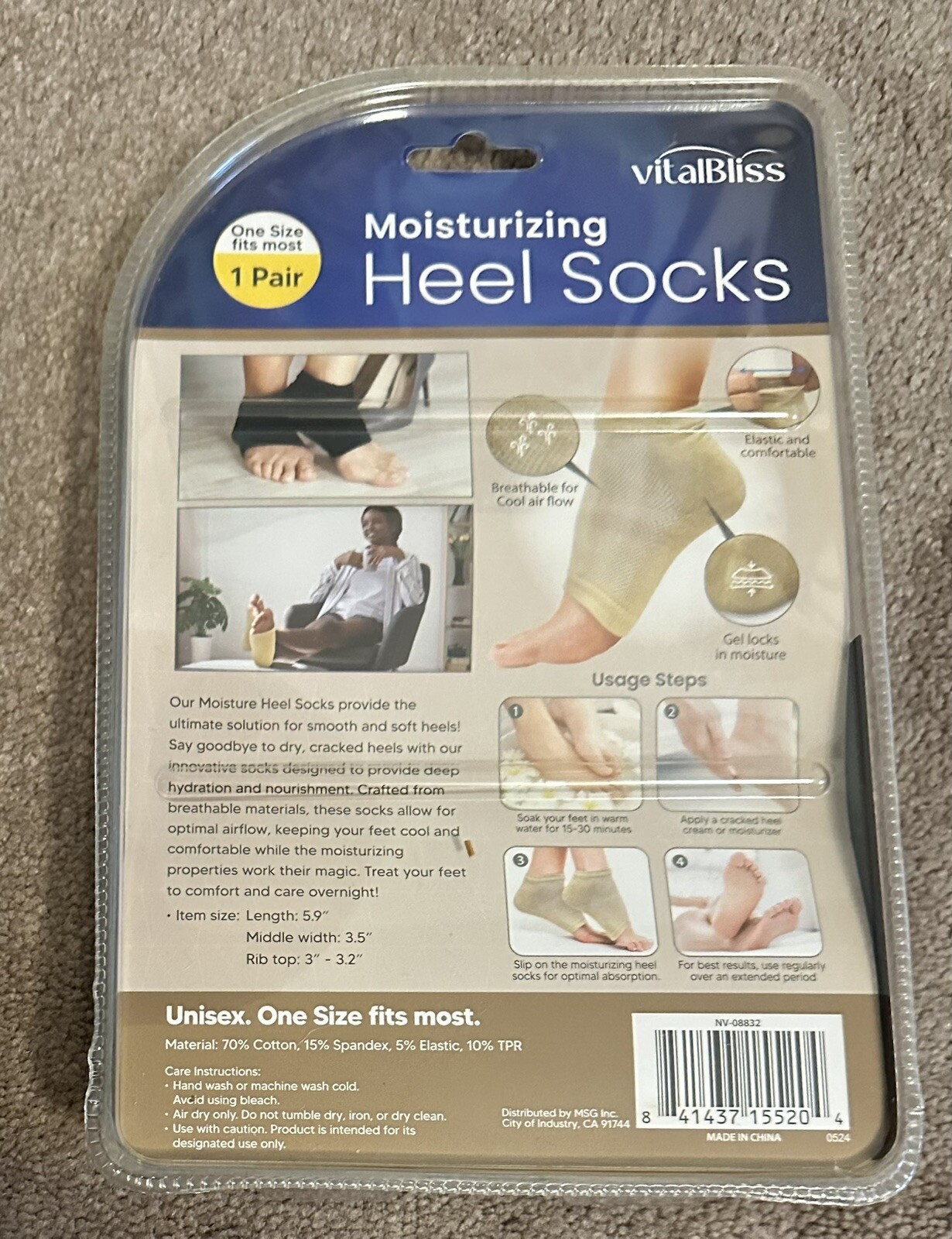 Black VitalBliss Moisturizing Heel Socks, One size fits All