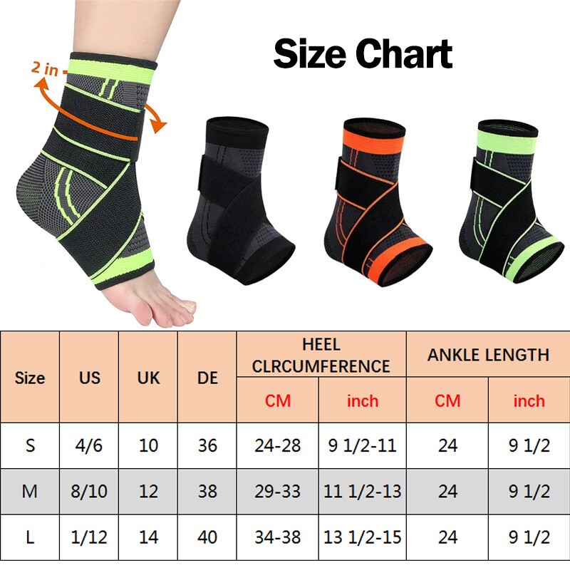 Ankle Brace Support Compression Sleeve Strap for Relief Sprained Tendon Foot Gym