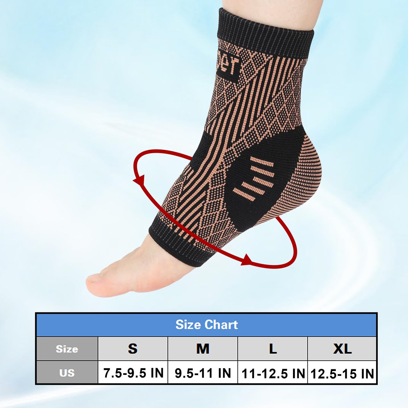 Breathable Copper Ankle Braces Compression Sleeves Socks for Plantar Fasciitis