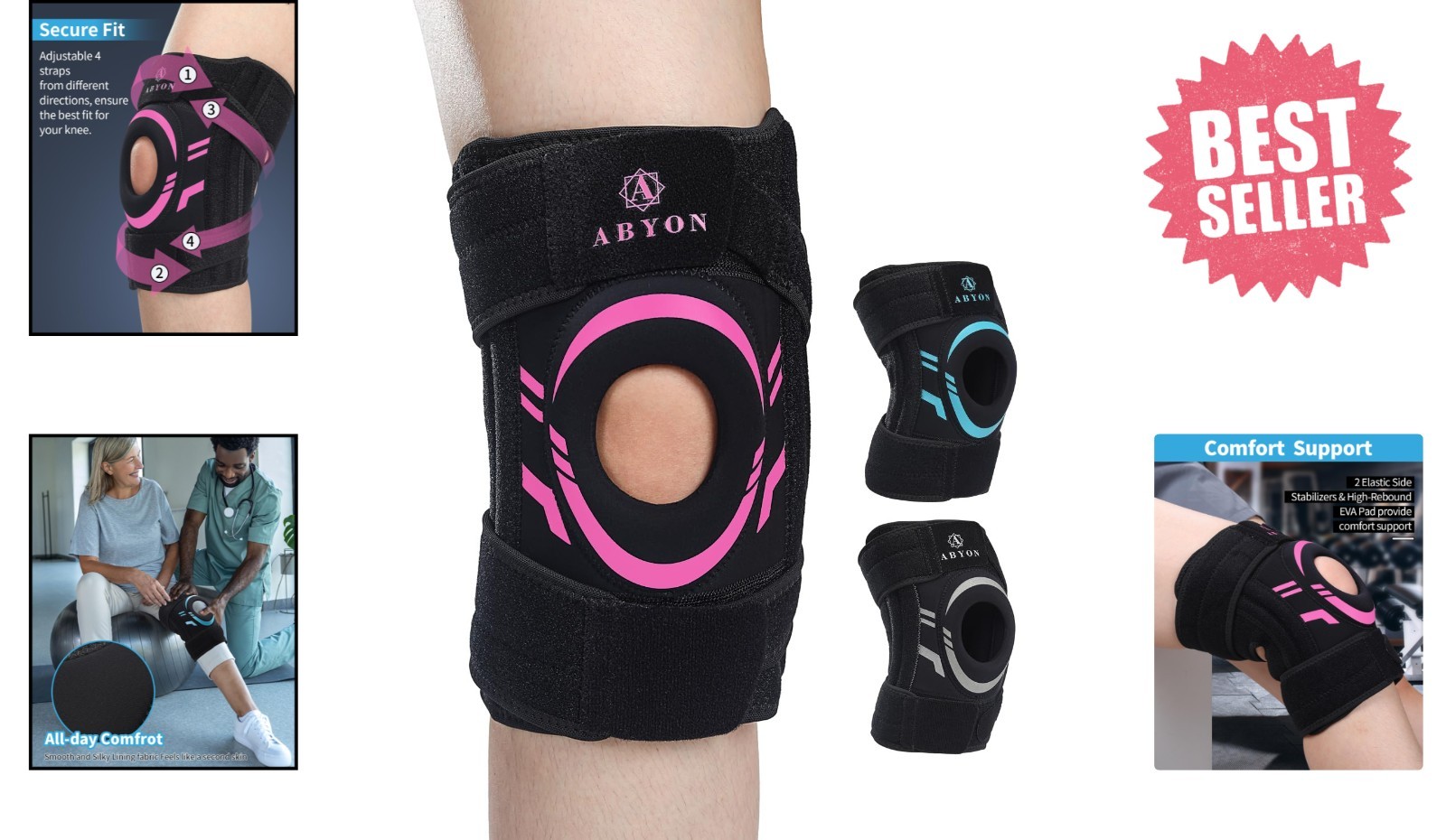 Breathable Neoprene Knee Brace with Patella Gel Pad for Meniscus Tear Relief