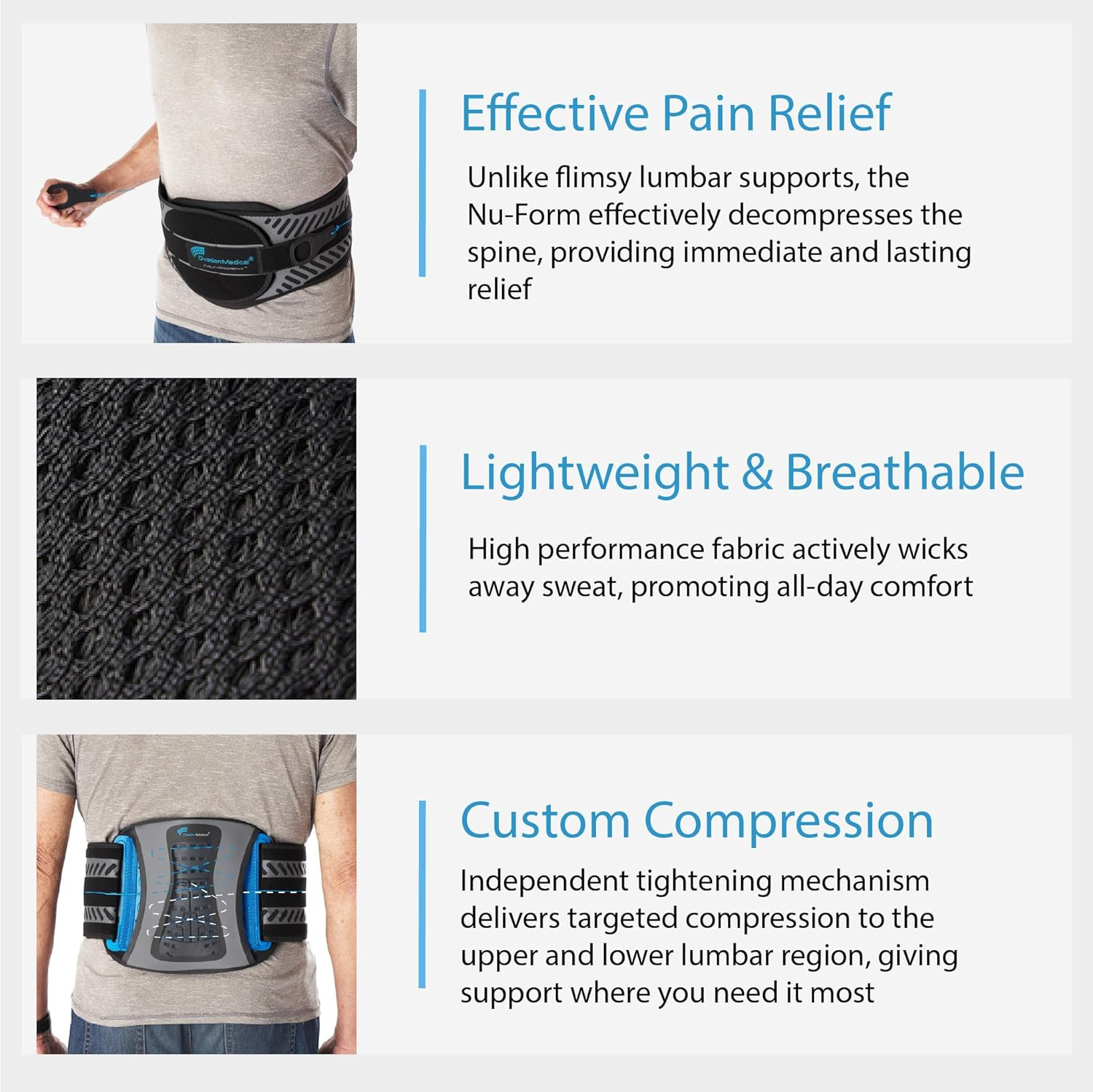Nu-Form Adjustable Lower Back Brace for Pain Relief & Support