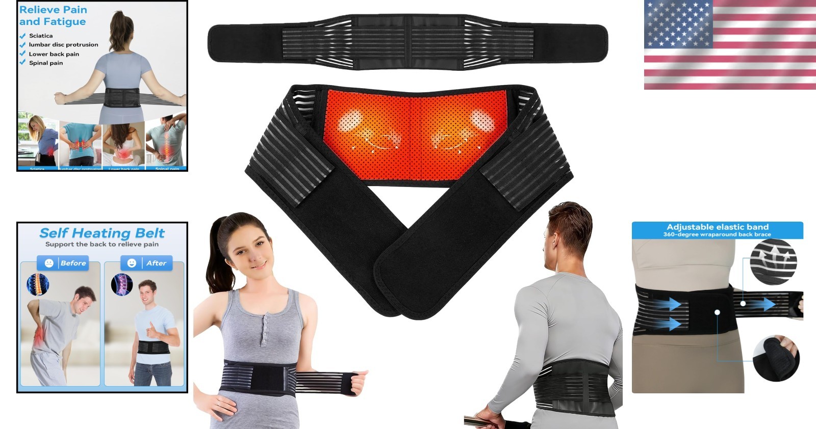 Adjustable Magnetic Lumbar Support Belt – Lightweight, Medium Size for Sciatica
