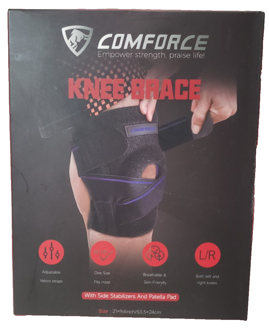 Comforce Knee Brace Open Patella Neoprene Support with Gel Pads Adjustable