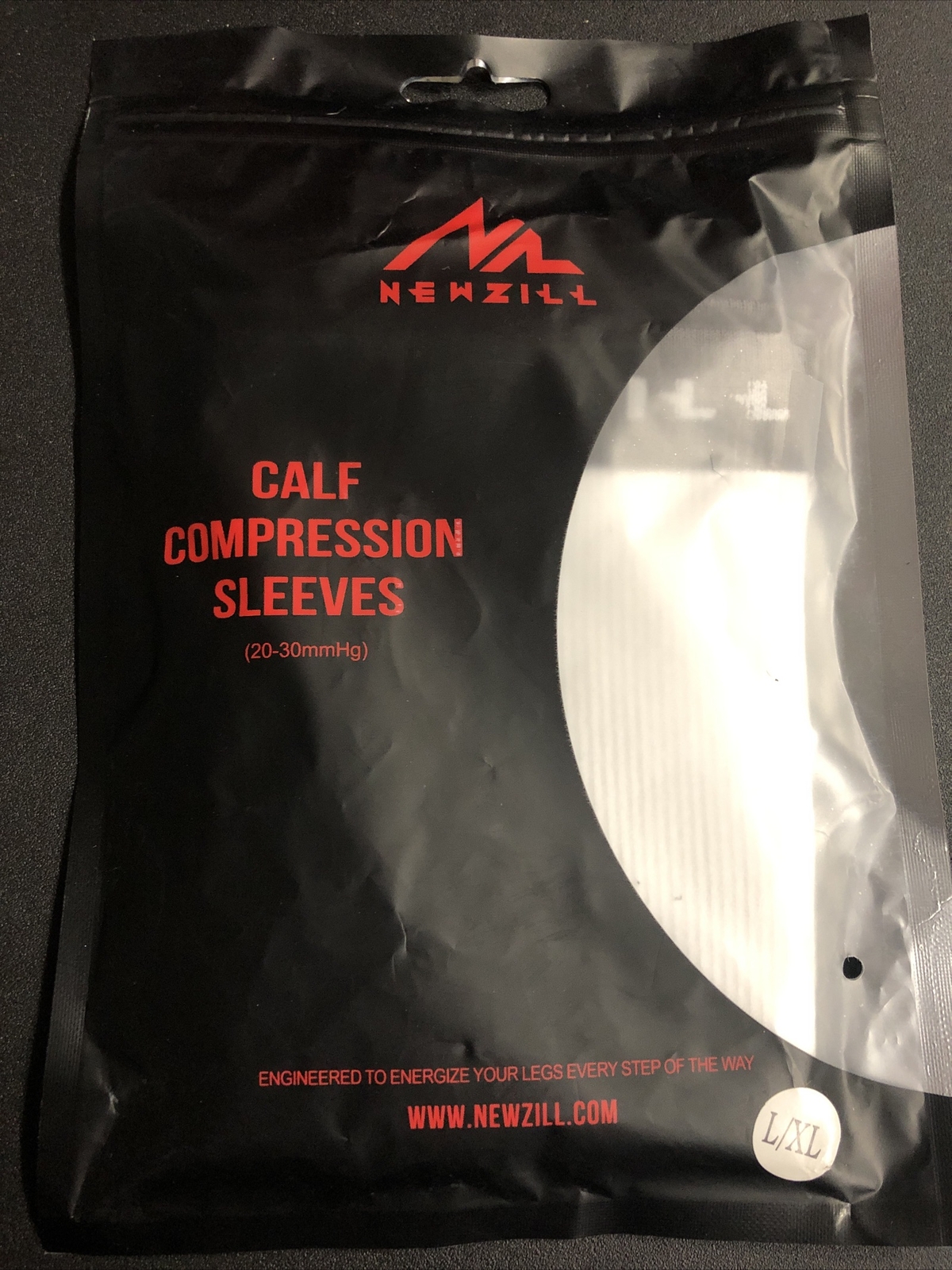 NEWZILL Compression Calf Sleeves (20-30mmHg) Unisex White/Gray L/XL