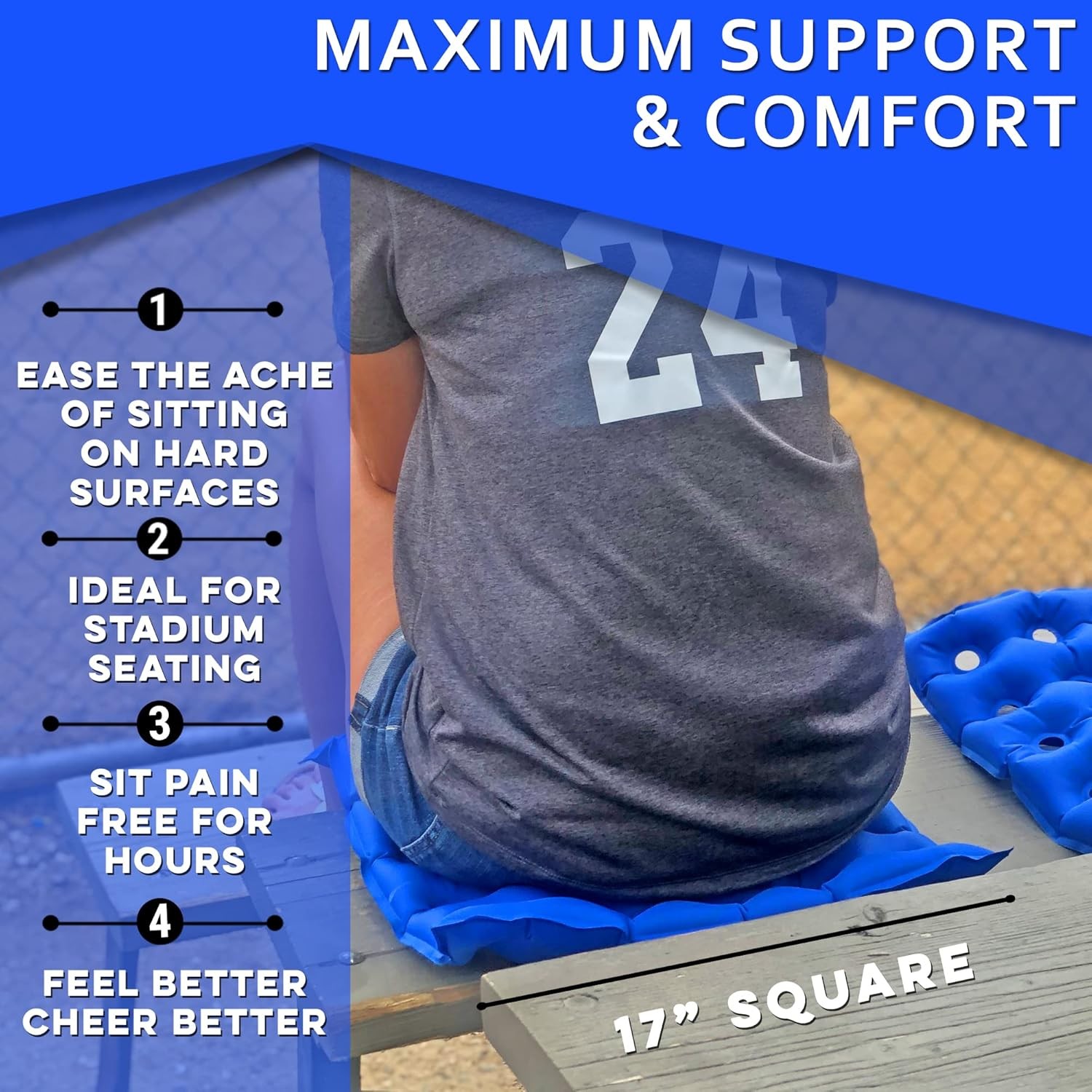 Inflatable Seat Cushion – Travel for One Size Fits All, Blue